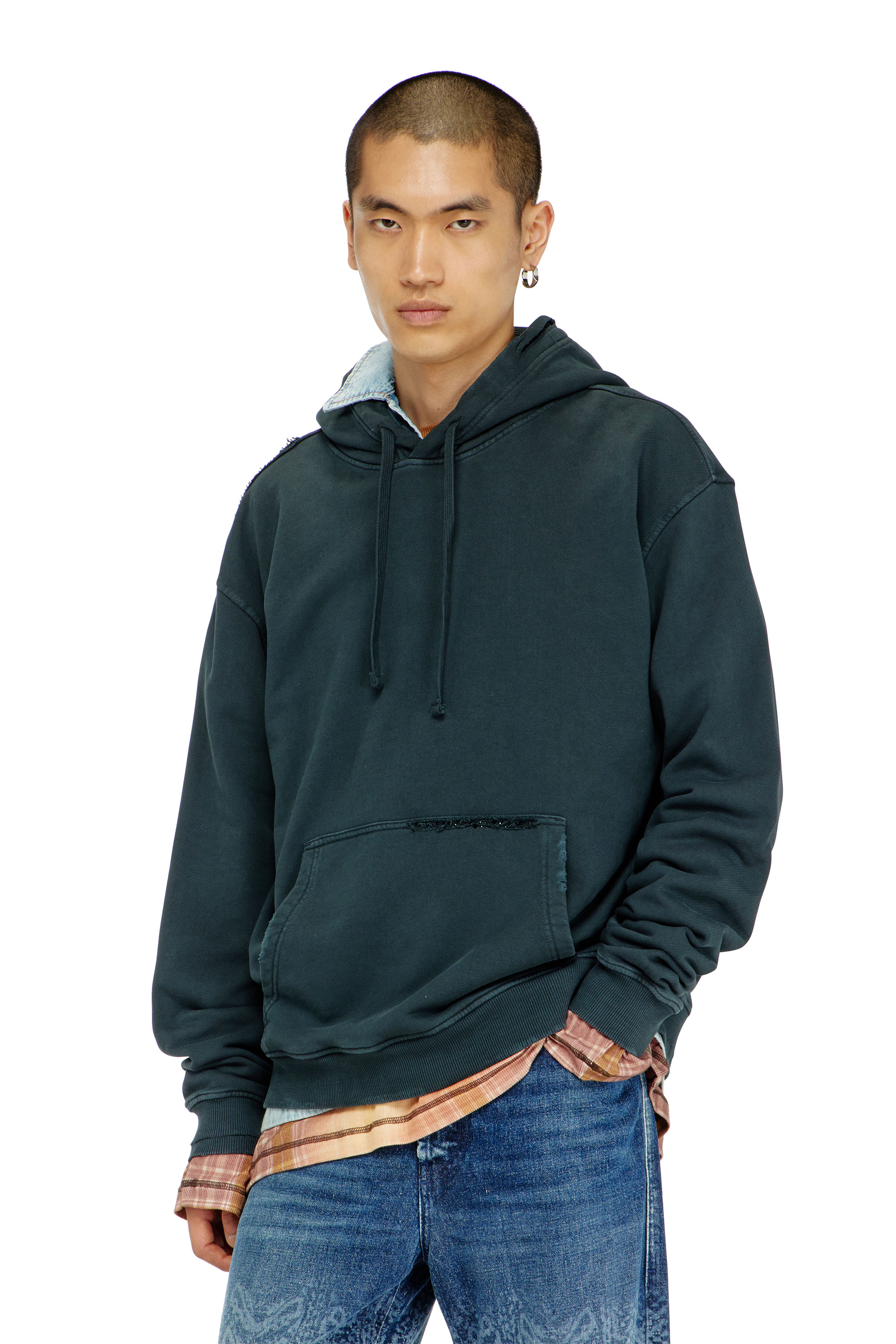 Diesel - S-NORM-HOOD-CRYSTALS, Hoodie con strappi e dettagli in cristallo Uomo in ToBeDefined - 1