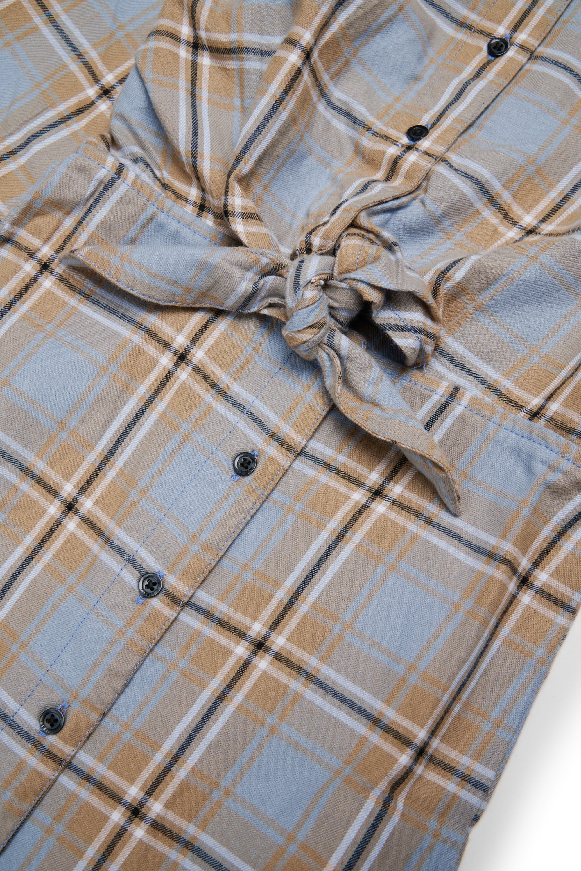 Diesel - DESUSANIS, Abito camicia in cotone a quadri con cintura annodata in vita Donna in Multicolor - 4