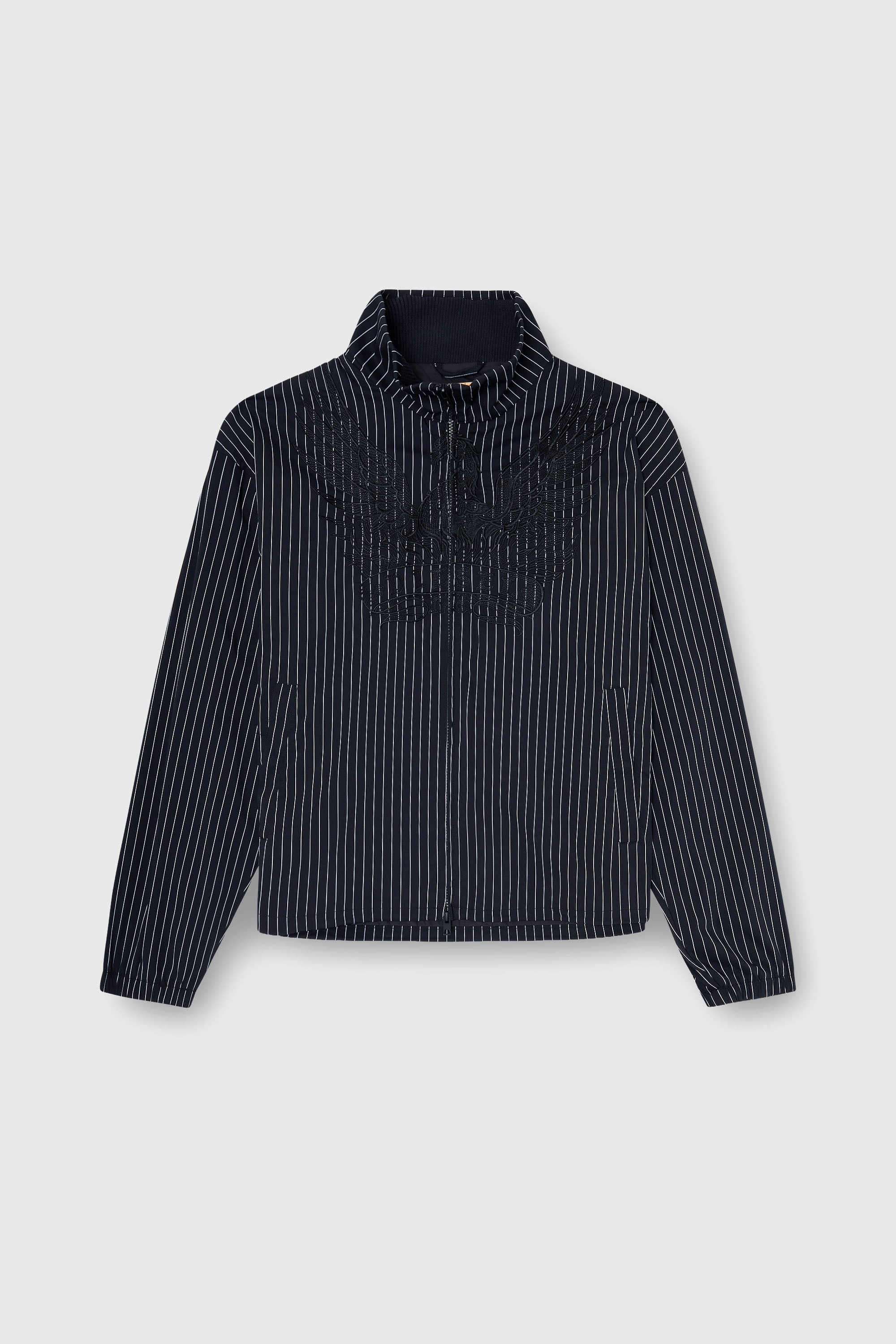 Diesel - J-CORSAR-NJCA, Giacca in nylon a righe con ricamo fenice Uomo in Nero - 2