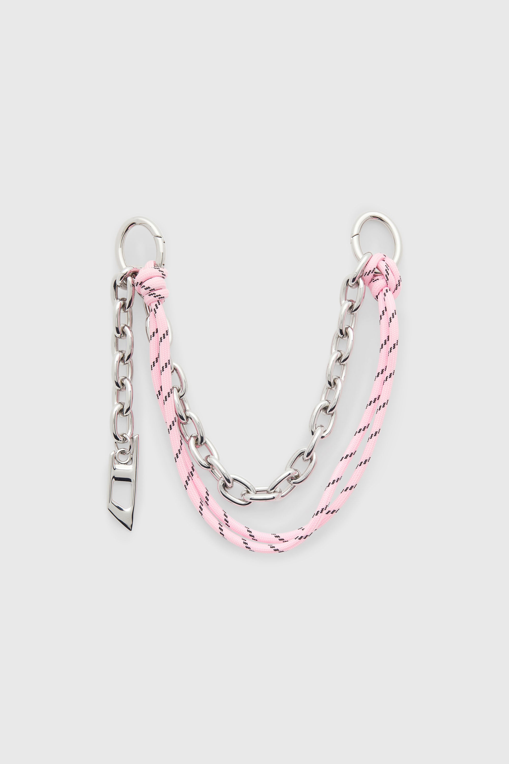 Diesel - CHAIN-D M, Woman's Metal charm with chain and rope detail in Silver/Pink - 1