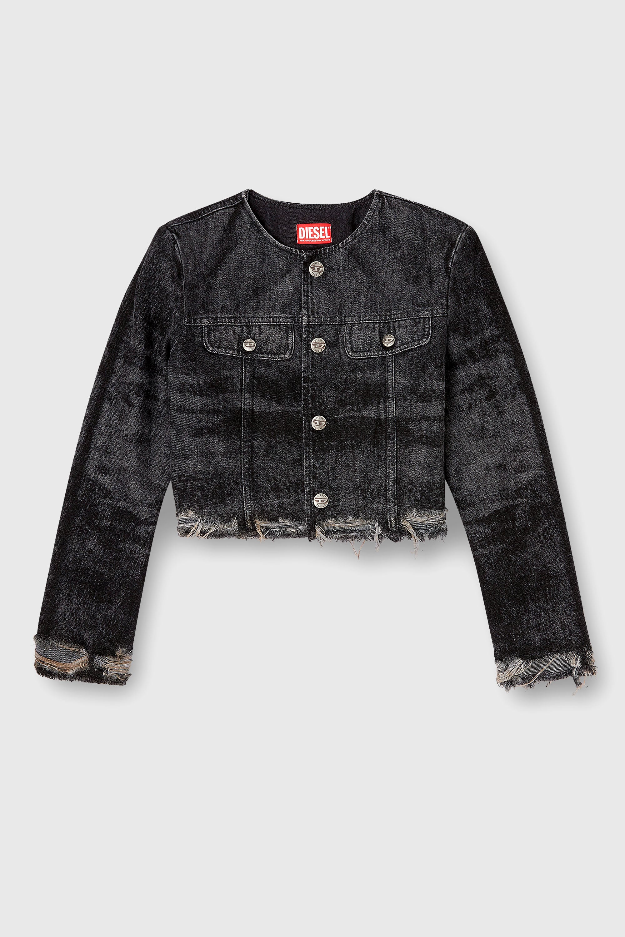 Diesel - DE-GRAFFY-FSH, Giacca in denim cotone-canapa laserato Donna in Nero - 2