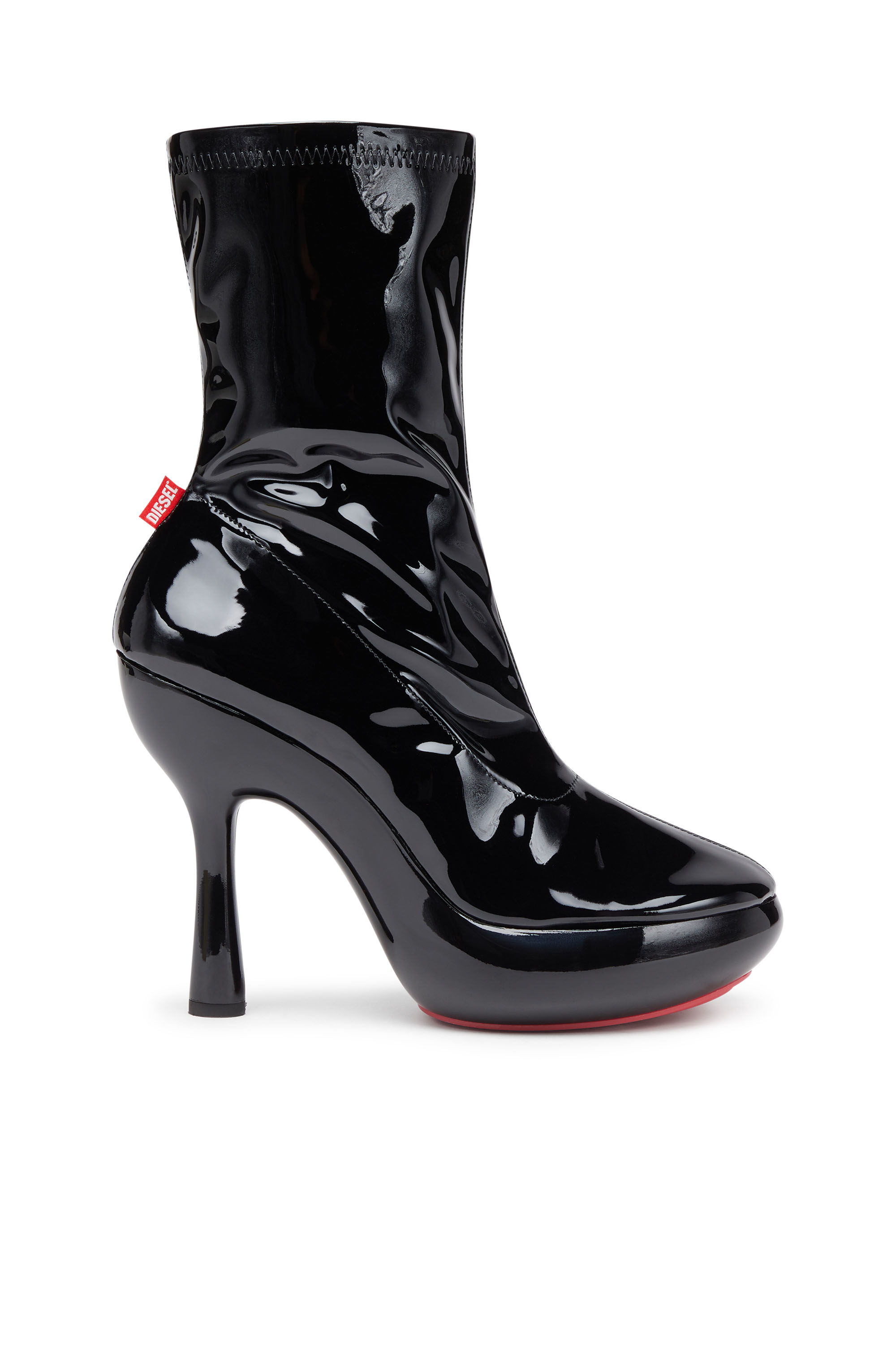 Diesel - D-LAKE PLATFORM MIDB ZIP  STRETCH, D-Lake-Stivaletti platform in PU stretch glossy Donna in Nero - 1