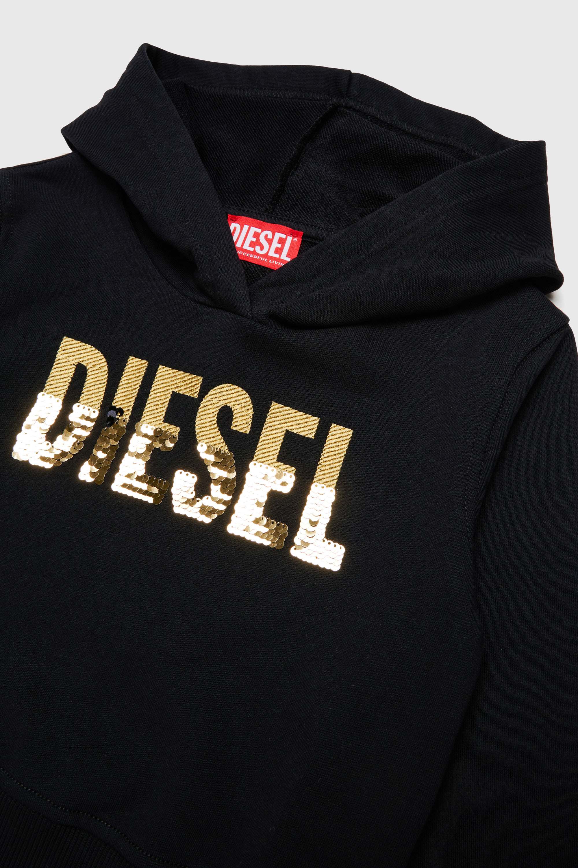 Diesel - SPALLYHOOD, Hoodie con logo in paillettes Donna in Nero - 3