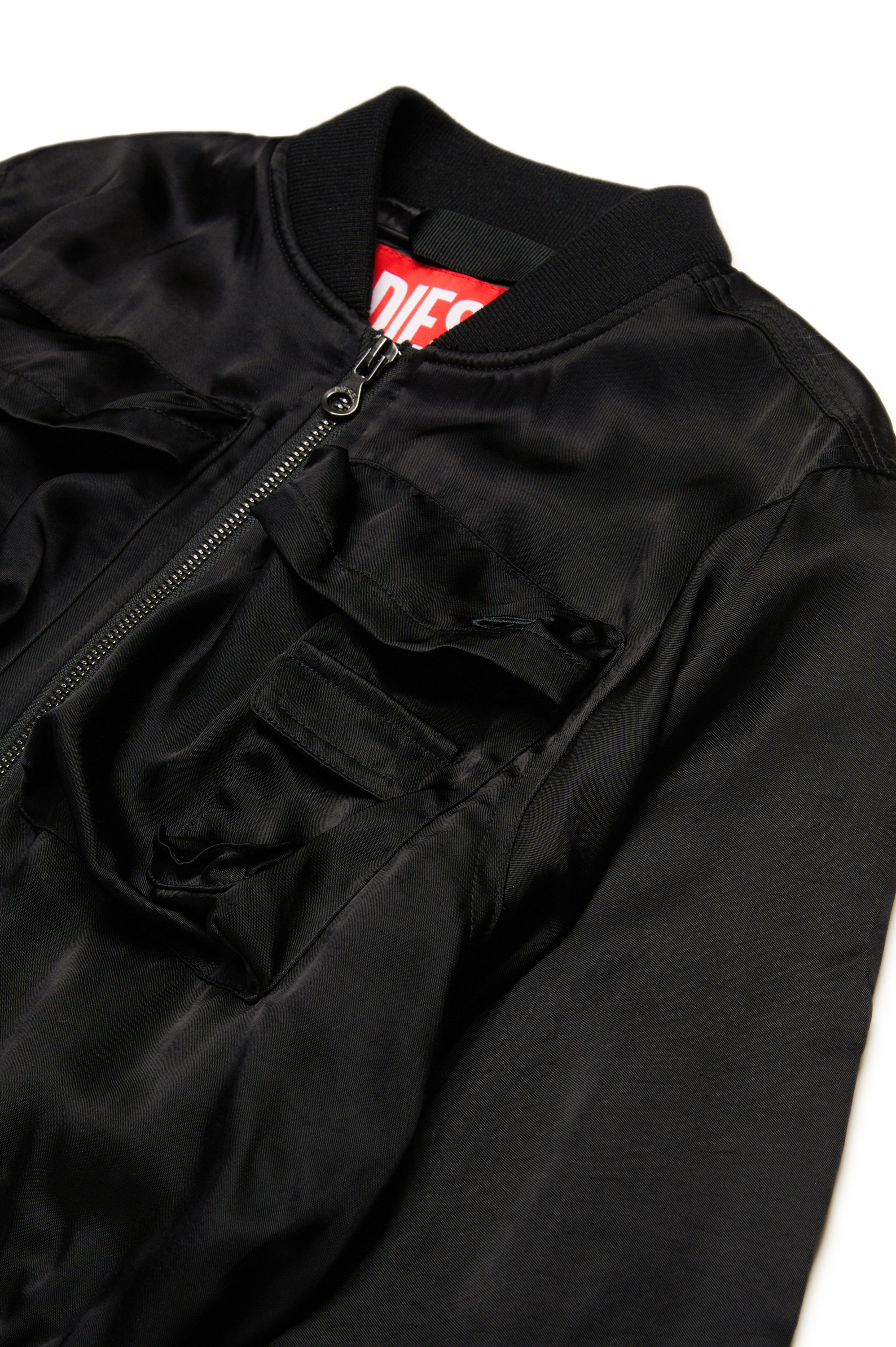 Diesel - JGKHLOWS, Bomber in raso con tasche cargo Donna in Nero - 3