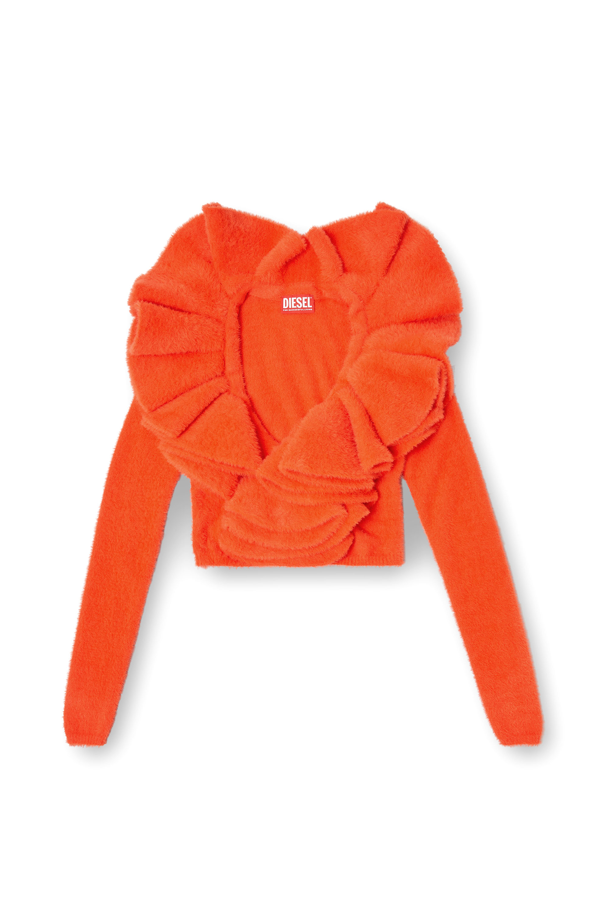 Diesel - M-INGE, Cardigan extra-morbido con scollo voluminoso arruffato Donna in Arancione - 3