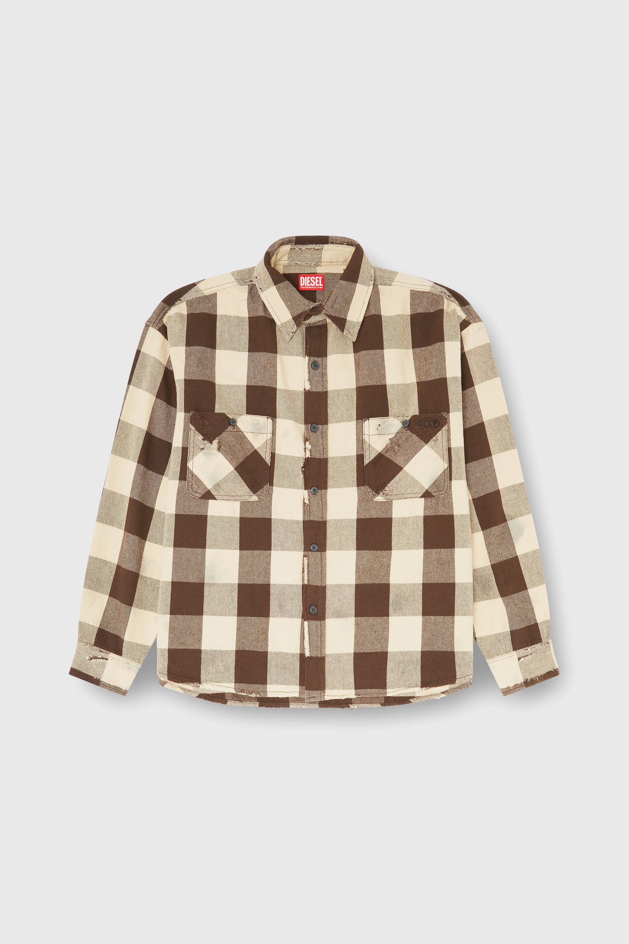 Diesel - S-DRUM, Camicia in flanella a quadri effetto distressed Uomo in Multicolor - 2