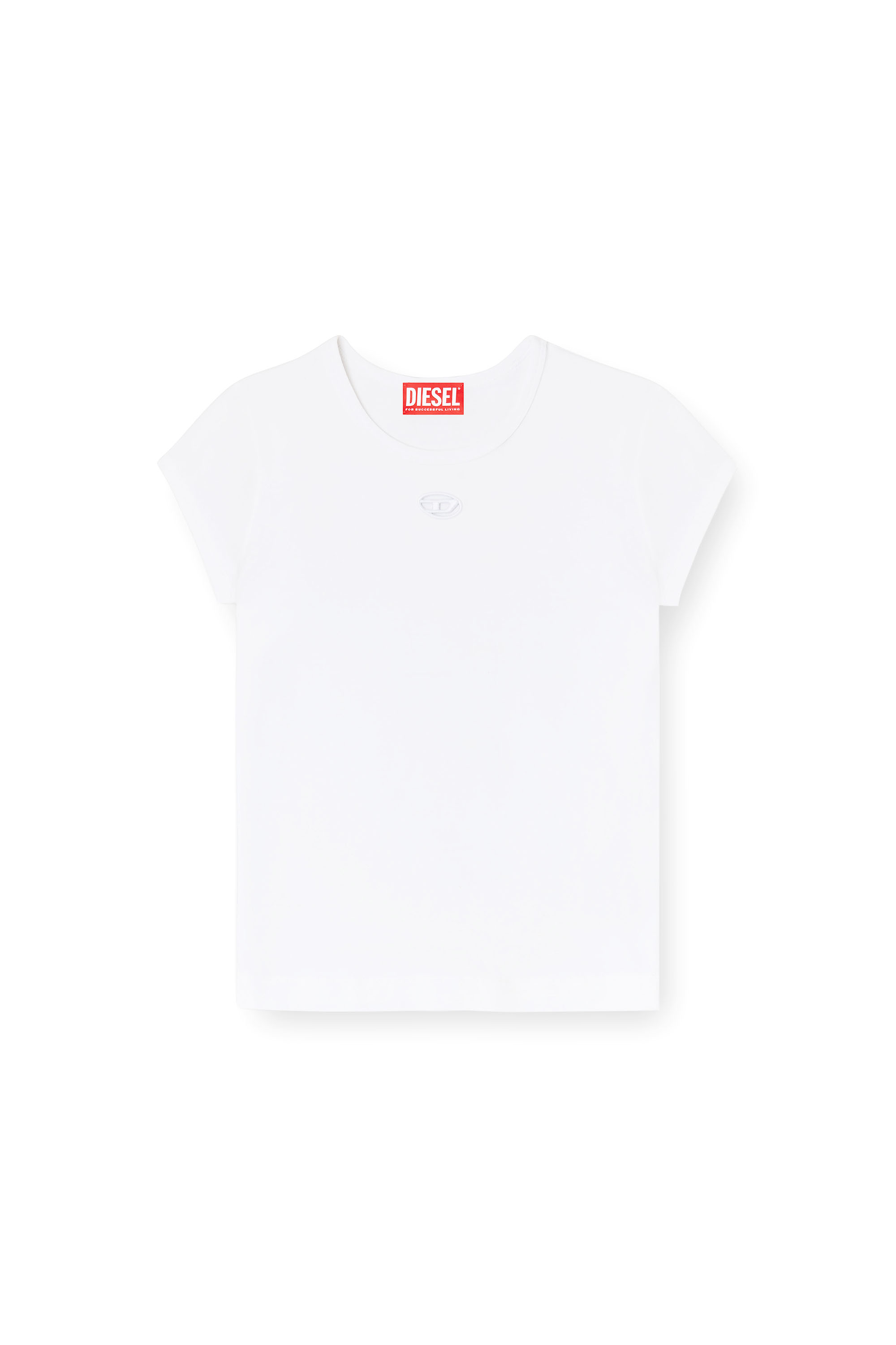 Diesel - T-ANGIE-OD, T-shirt con piccolo cut-out ricamato Donna in Bianco - 3