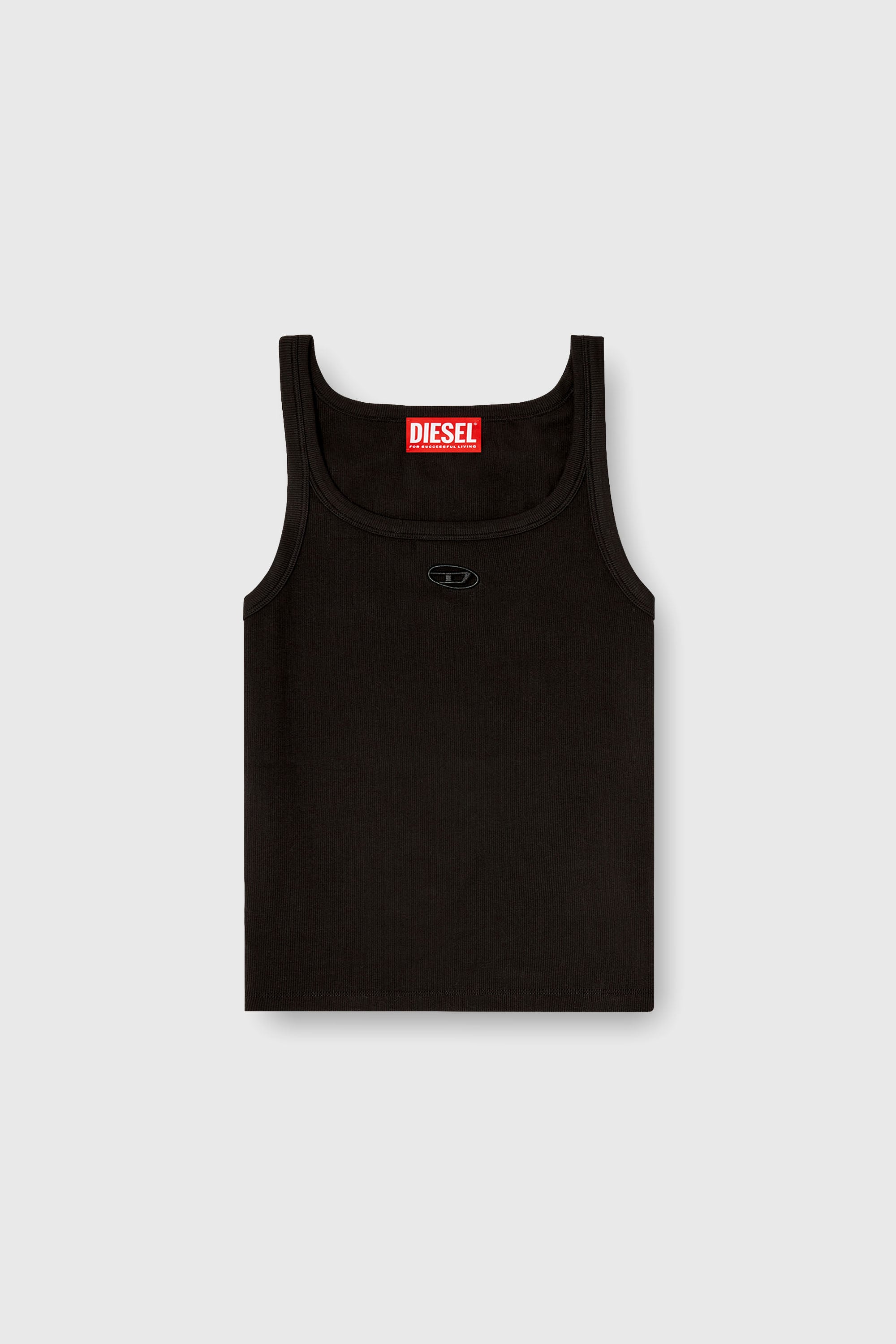 Diesel - T-WIFE-OD, Woman's Slim tank top with laser-cut Oval D in Black - 2