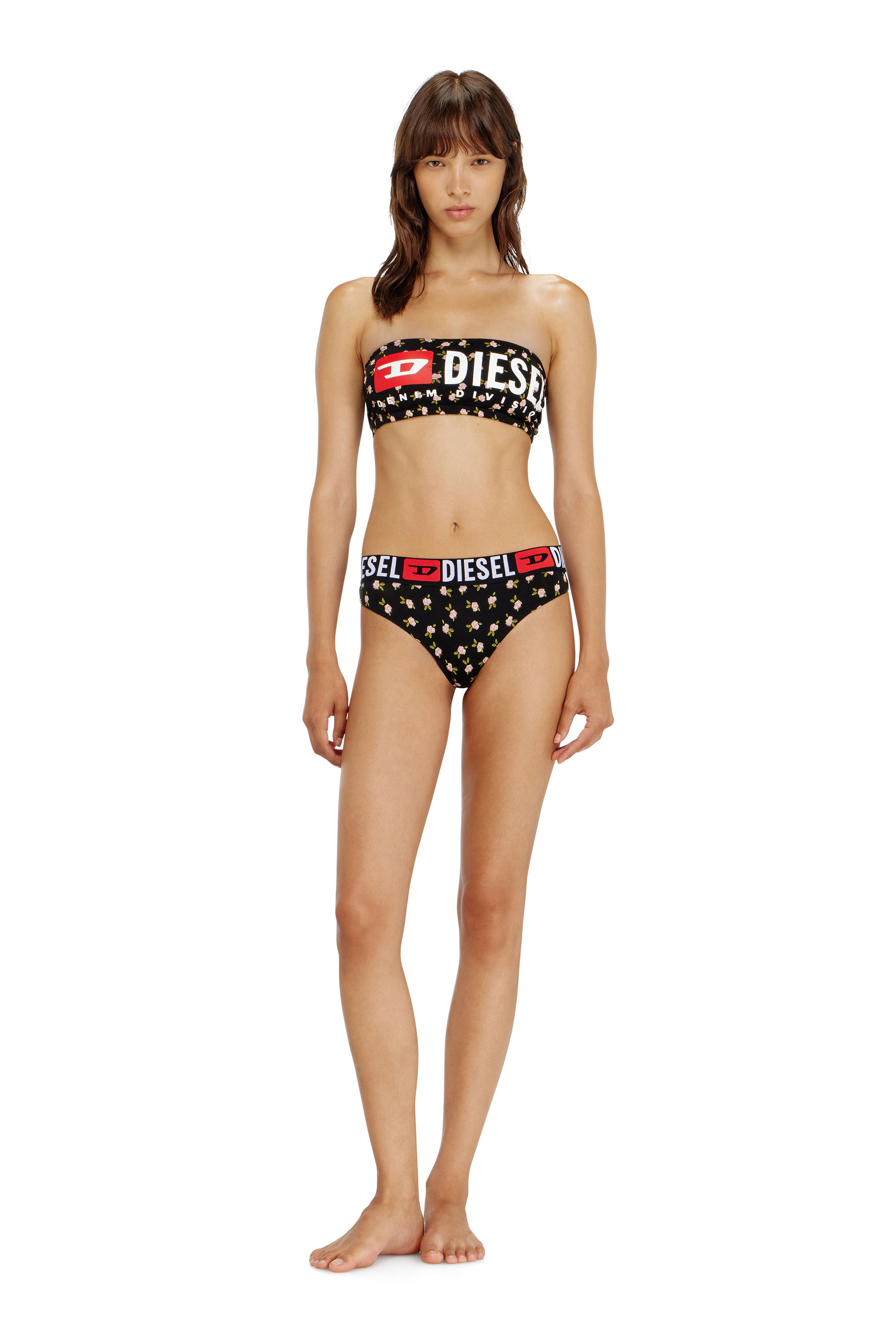 Diesel - MELANIE-C-D-CORE, Reggiseno a fascia in cotone con stampa floreale all-over Donna in Nero - 3
