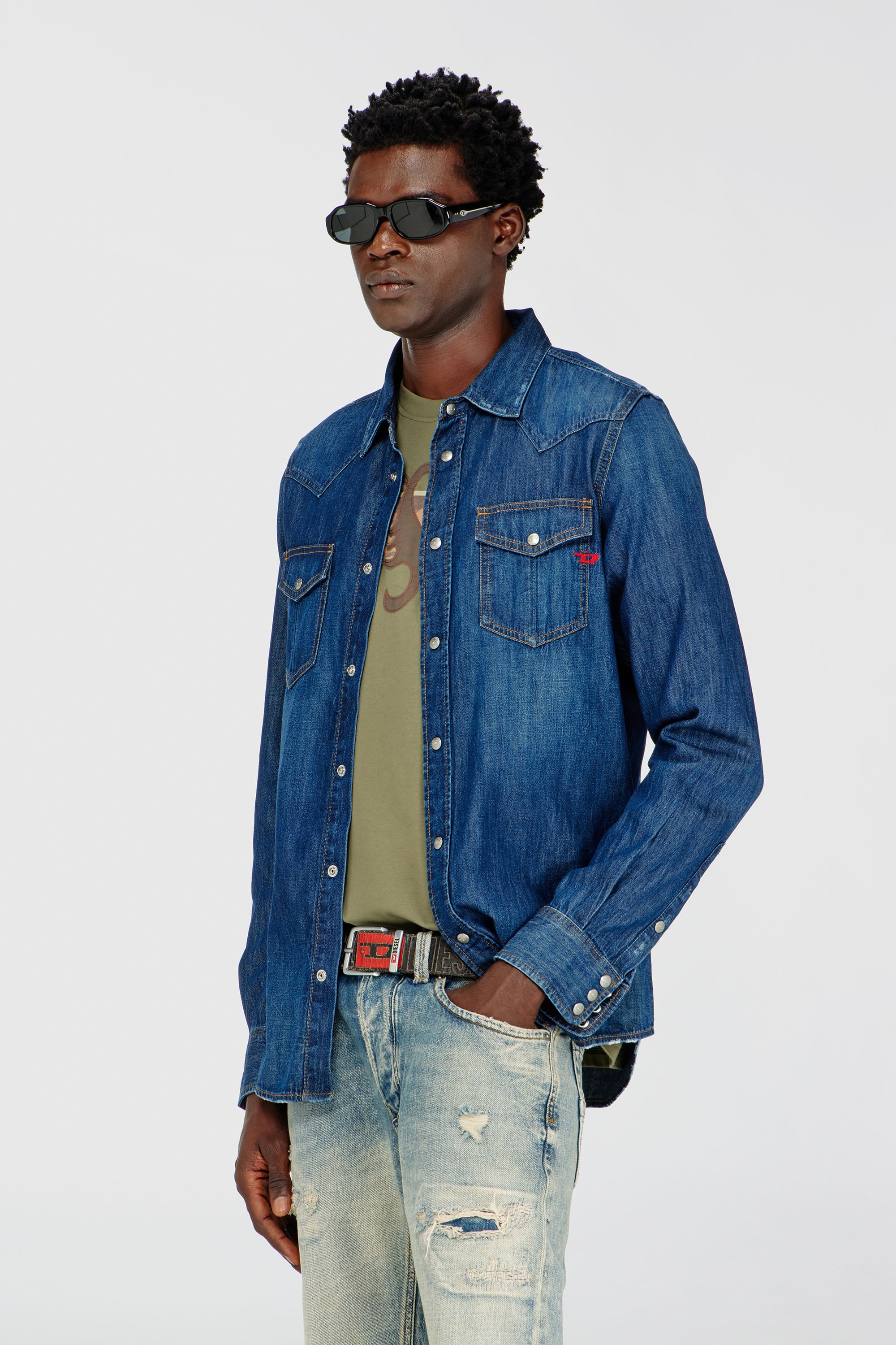 Diesel - D-VEGA, Overshirt in denim Uomo in Blu - 1