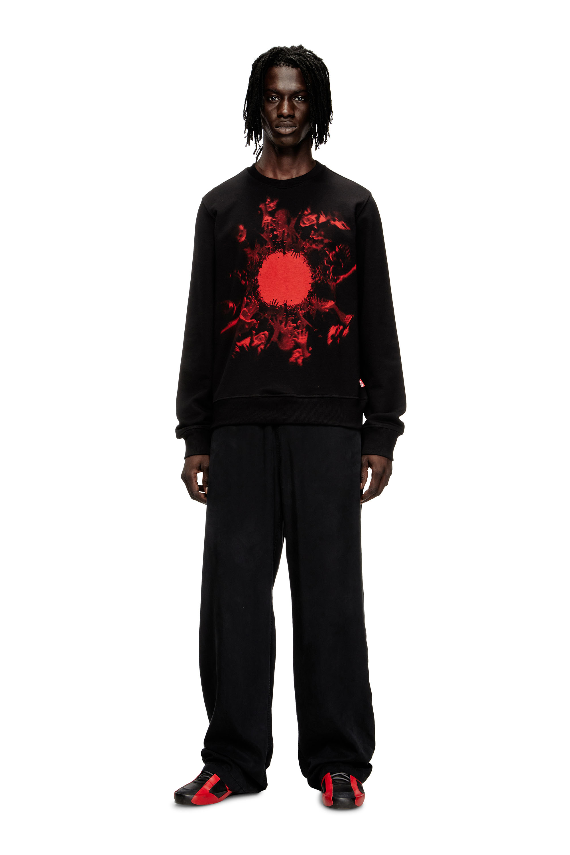 Diesel - S-GINN-T3, Felpa in cotone con stampa grafica Uomo in Nero - 2