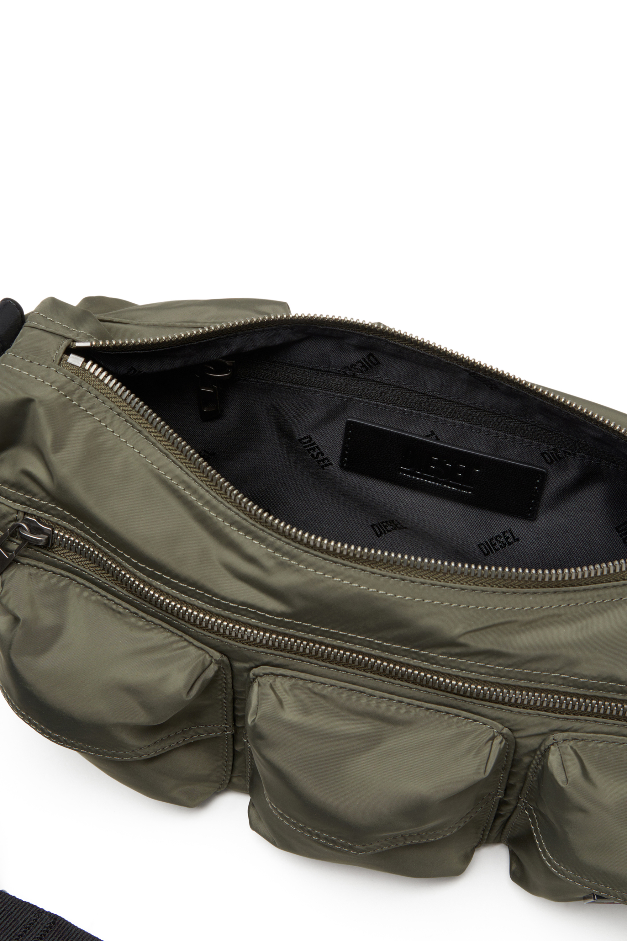 Diesel - MULTI-PKTS SHOULDER BAG X, Borsa multitasche in tessuto utility Unisex in Verde - 4