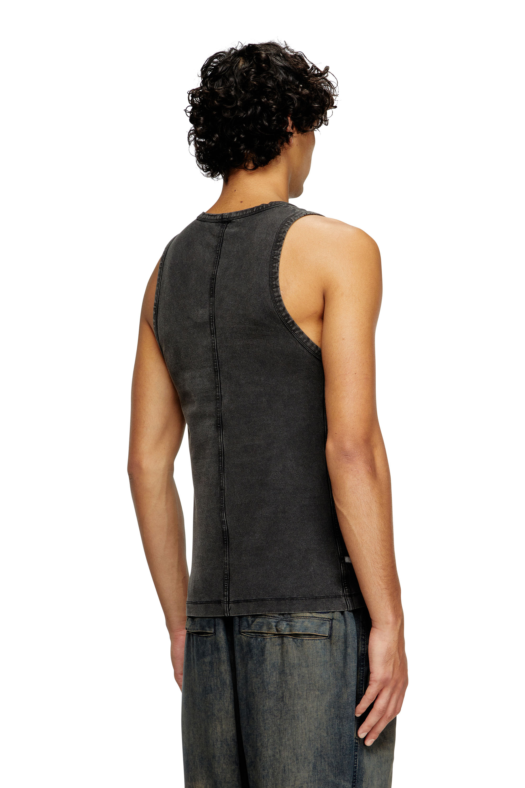 Diesel - T-MELY-SL, Tank top in jersey effetto denim Uomo in Nero - 4