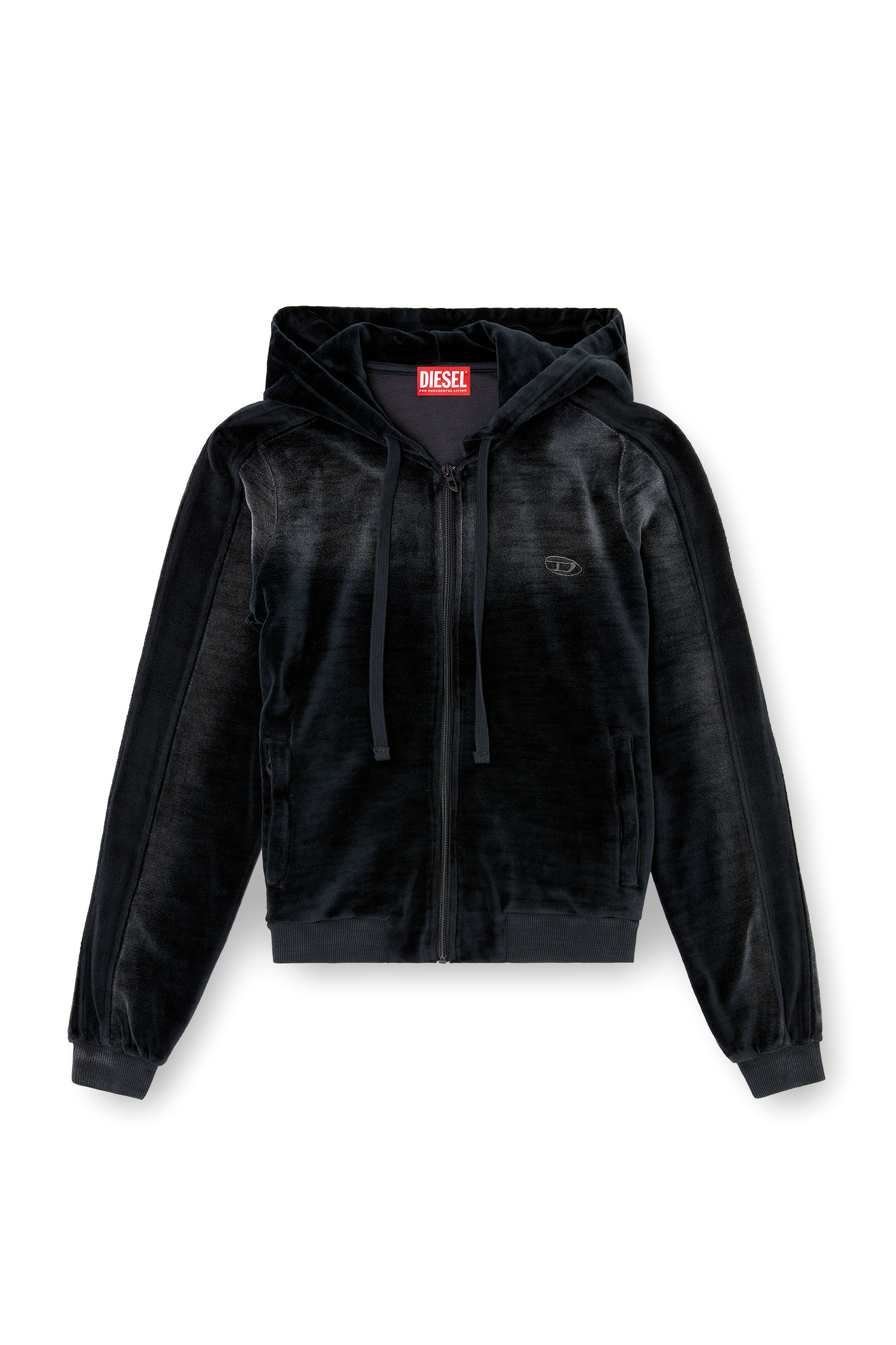 Diesel - F-ELY-Q1, Hoodie con zip in ciniglia faded Donna in Nero - 3