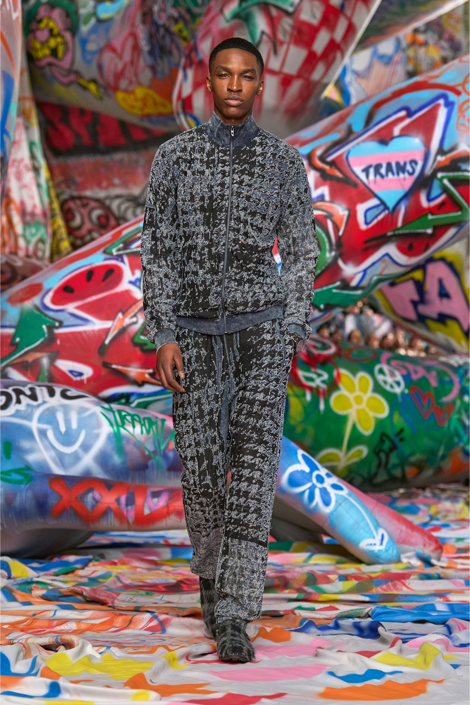 Diesel - S-CORR, Top con zip dévoré con motivo a quadri Uomo in Multicolor - 6