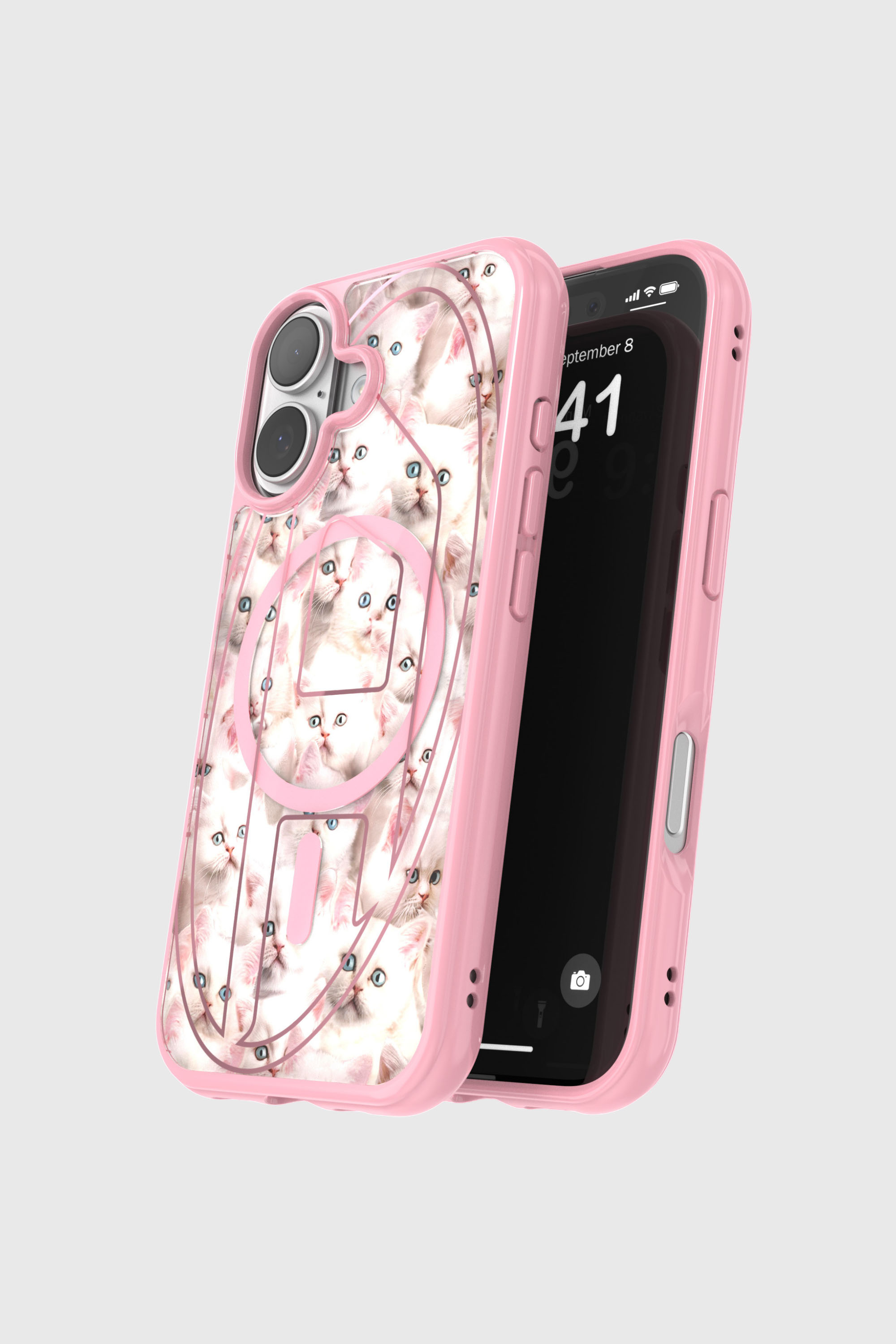 Diesel - 60423 AOP CASE, Custodia Oval D Cats con Magsafe per iPhone 17 Unisex in Rosa - 4