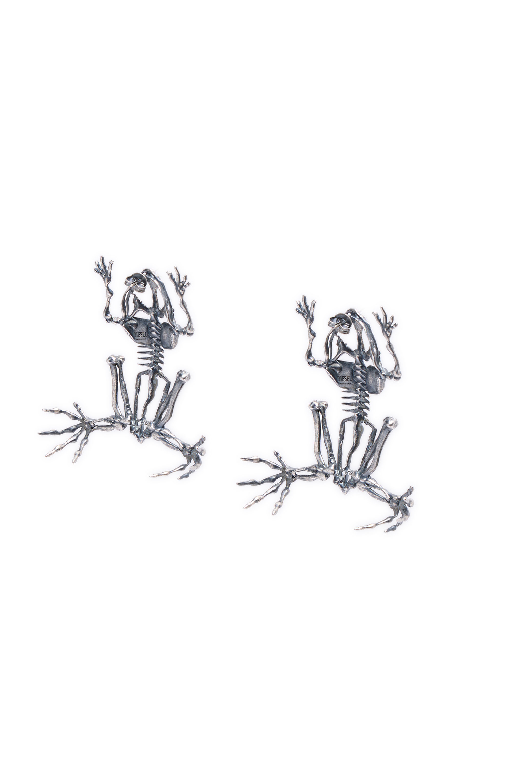 Diesel - EARRINGS FROG, Orecchini in metallo effetto scheletro Donna in Argento - 2