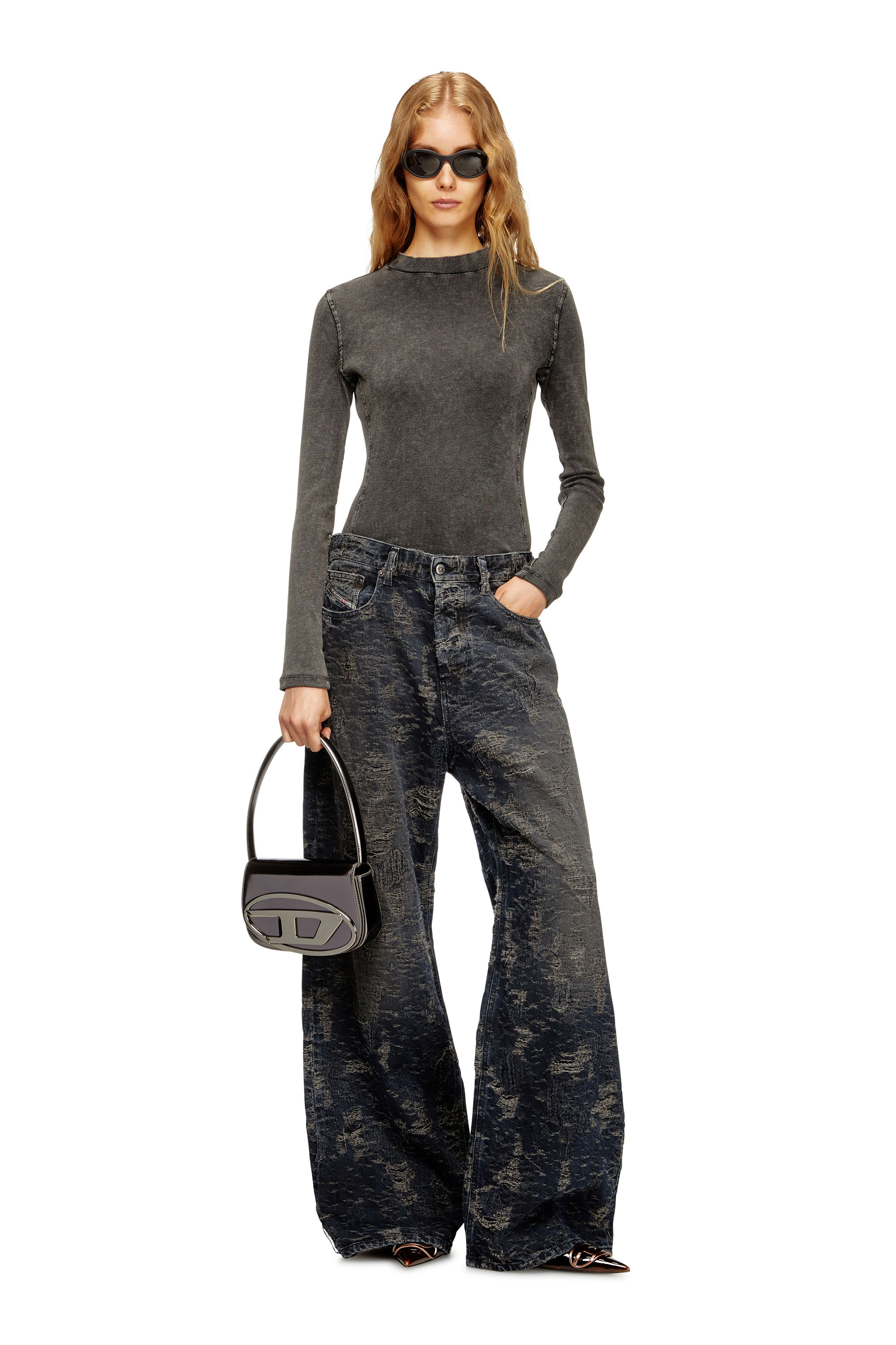 Diesel - 1DR, 1DR-Iconica borsa a spalla in pelle specchiata Donna in Grigio - 6