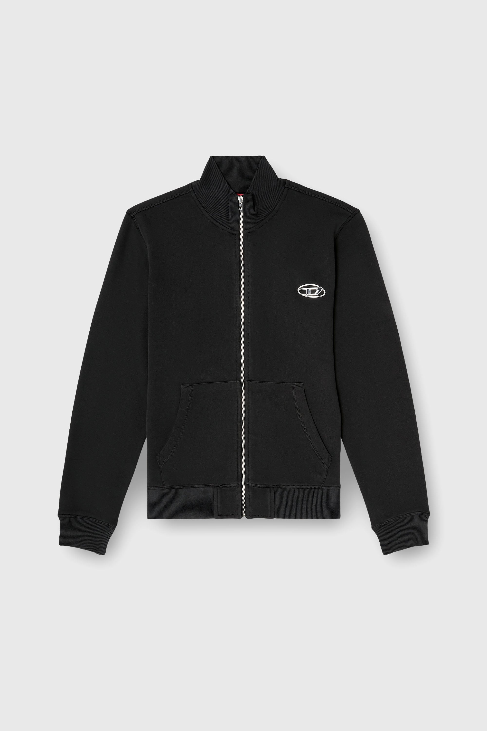 Diesel - S-GINN-ZIP-IOD, Felpa con collo alto e Oval D metallico Uomo in Nero - 2