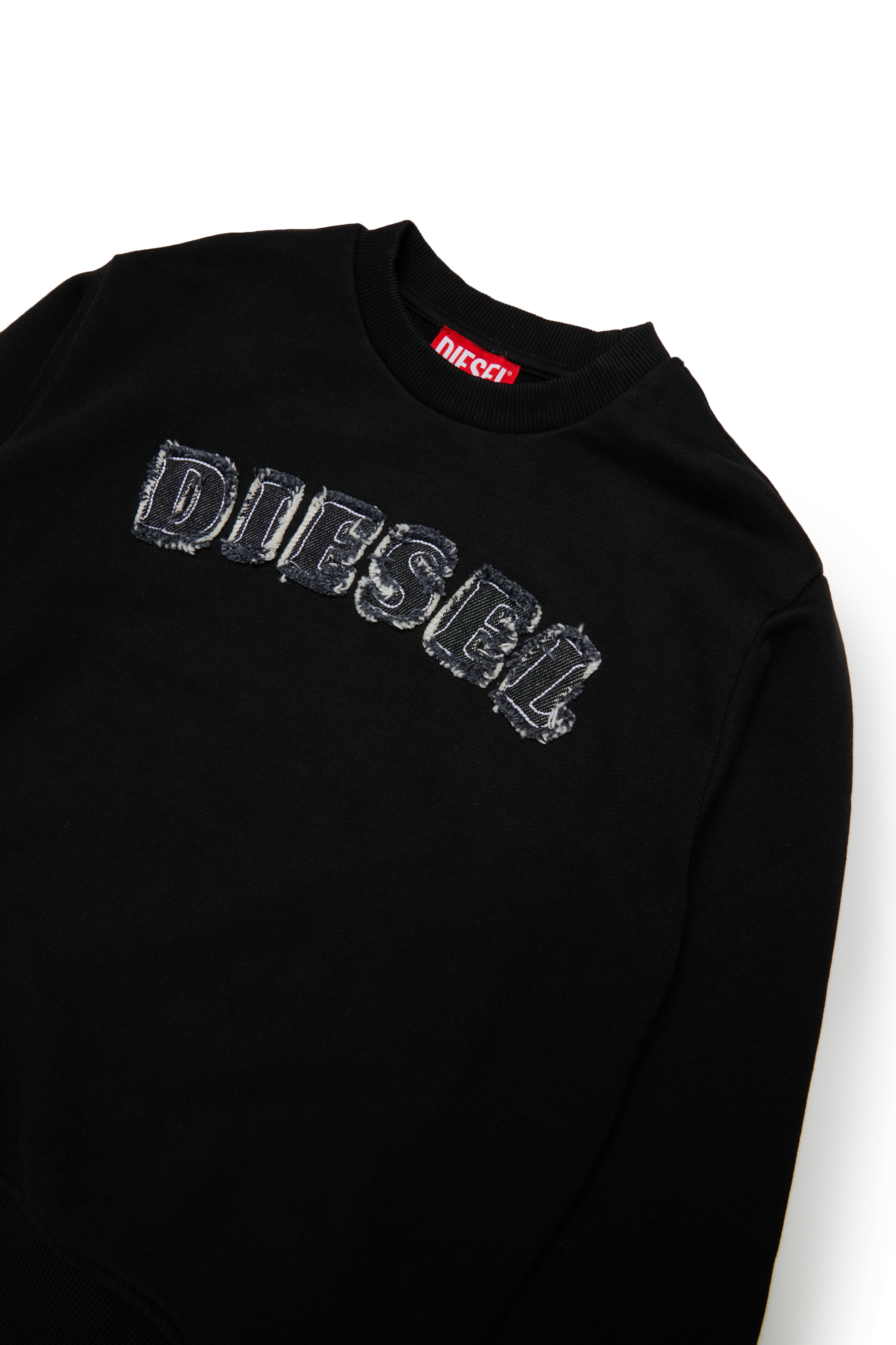 Diesel - SJEANS OVER, Felpa con lettere del logo sfrangiate Uomo in Nero - 3