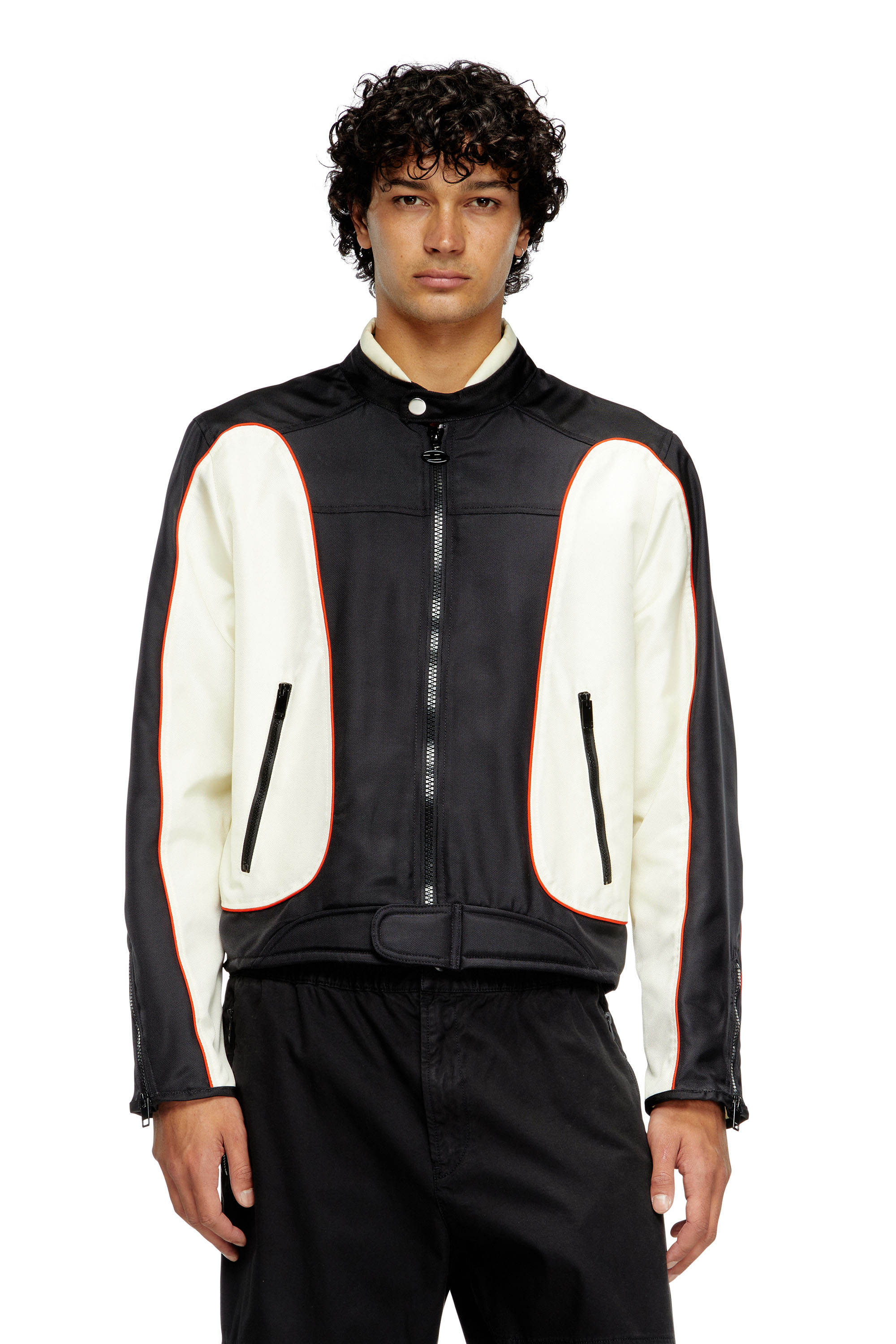 Diesel - J-BLINK-A, Giacca biker color block con piping Uomo in Multicolor - 1
