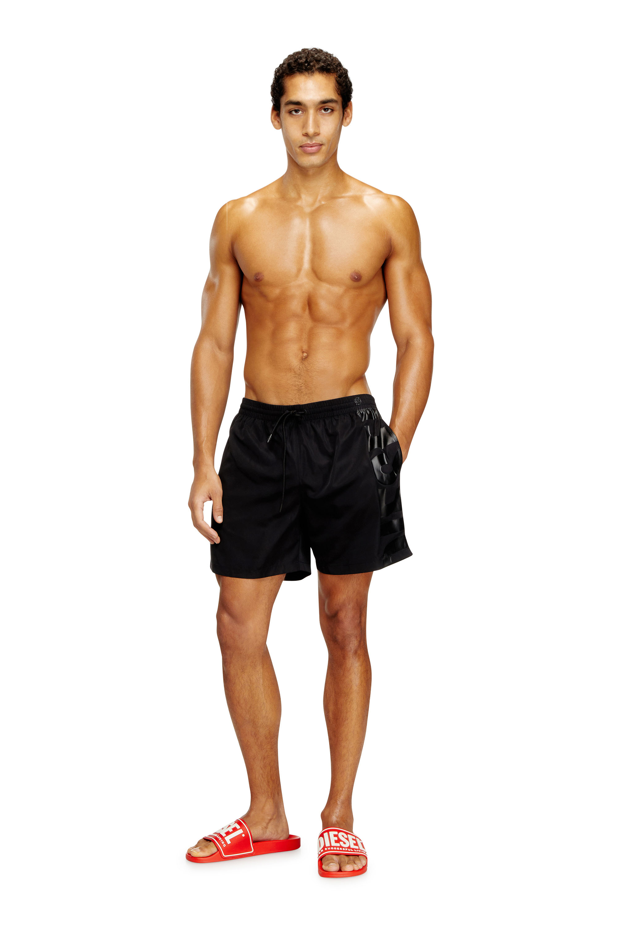 Diesel - RIO-41-D-CORE, Man's Mid-length swim shorts with maxi logo in Black - 1
