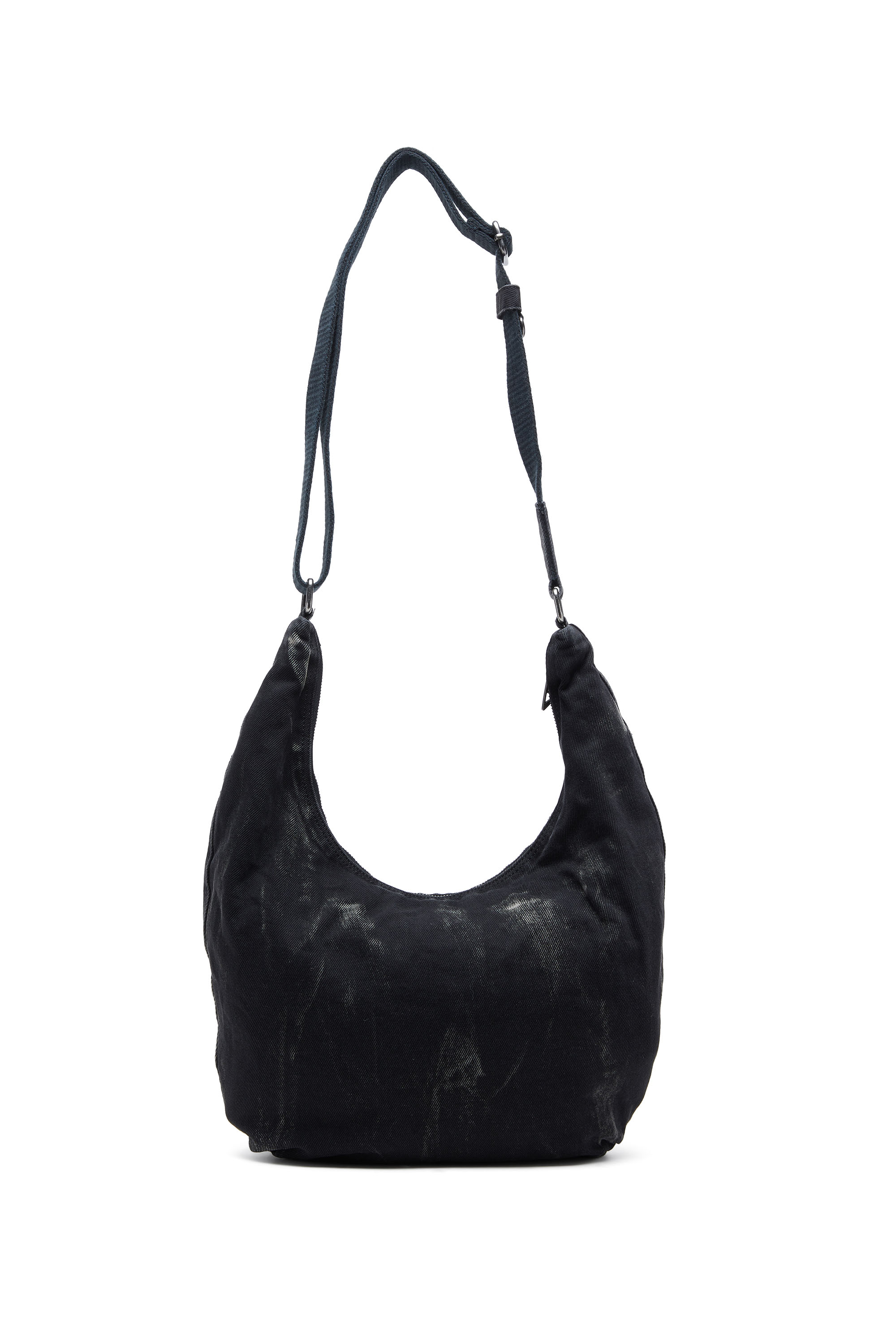 Diesel - RAVE HOBO X, Rave - Borsa hobo in denim con zip Unisex in Nero - 3