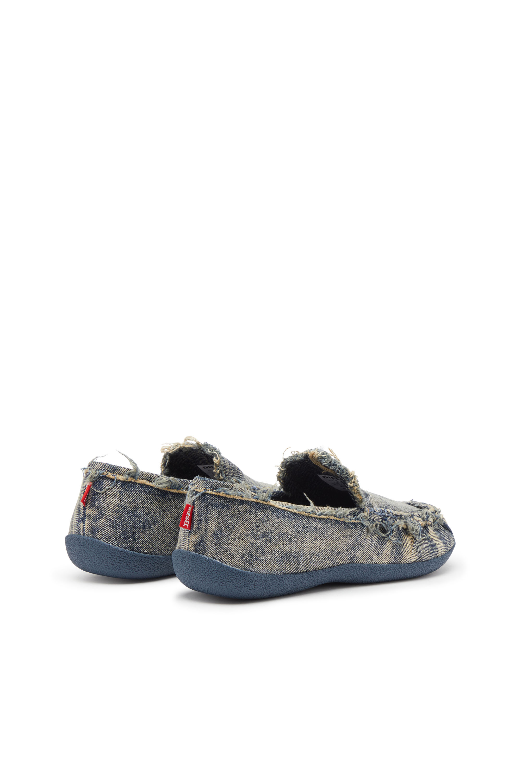 Diesel - D-SHOCK MOC, D-Shock-Mocassini in denim distressed Uomo in Blu - 3