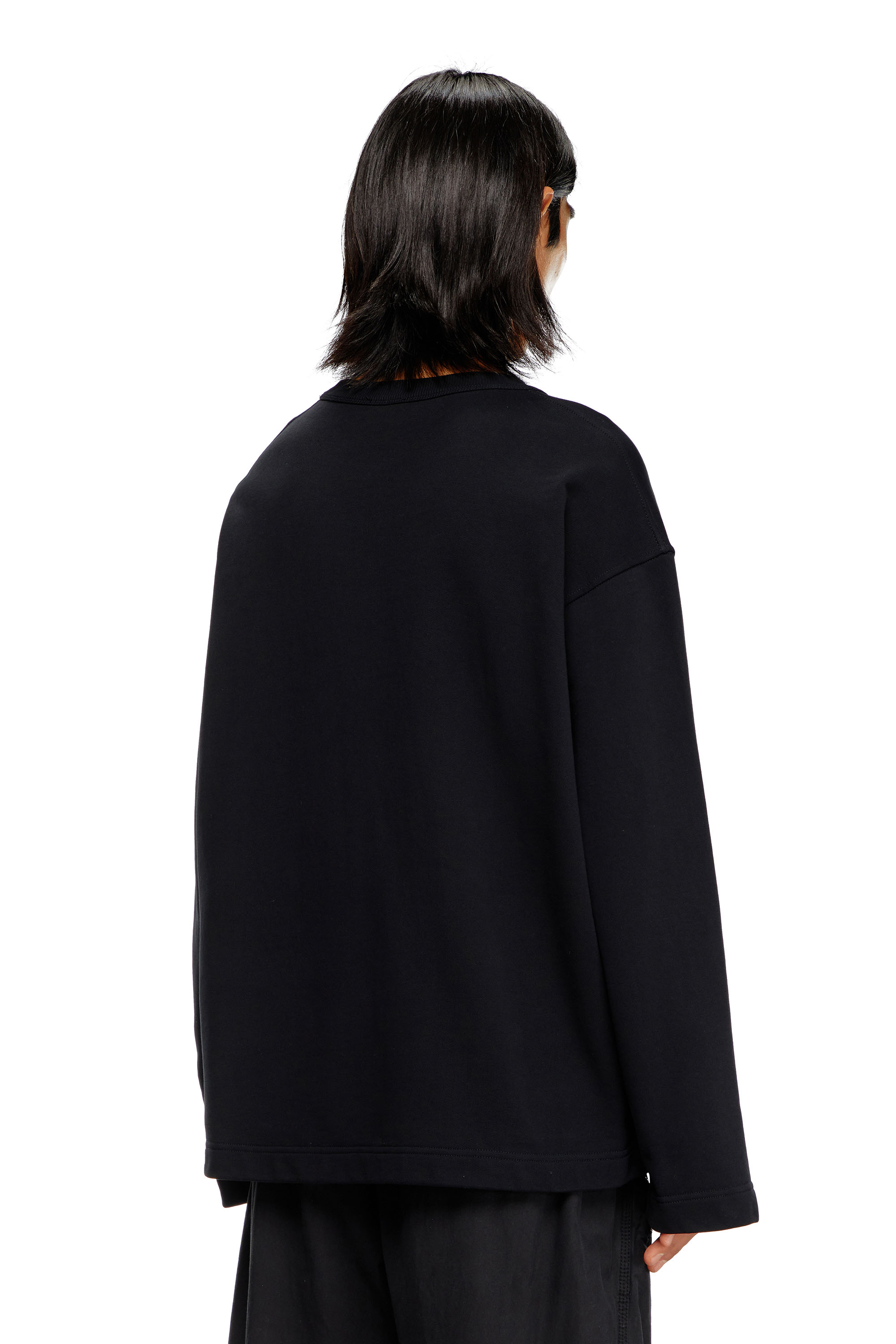 Diesel - S-MACSIS-OD, Felpa oversize con logo metallico Uomo in Nero - 4