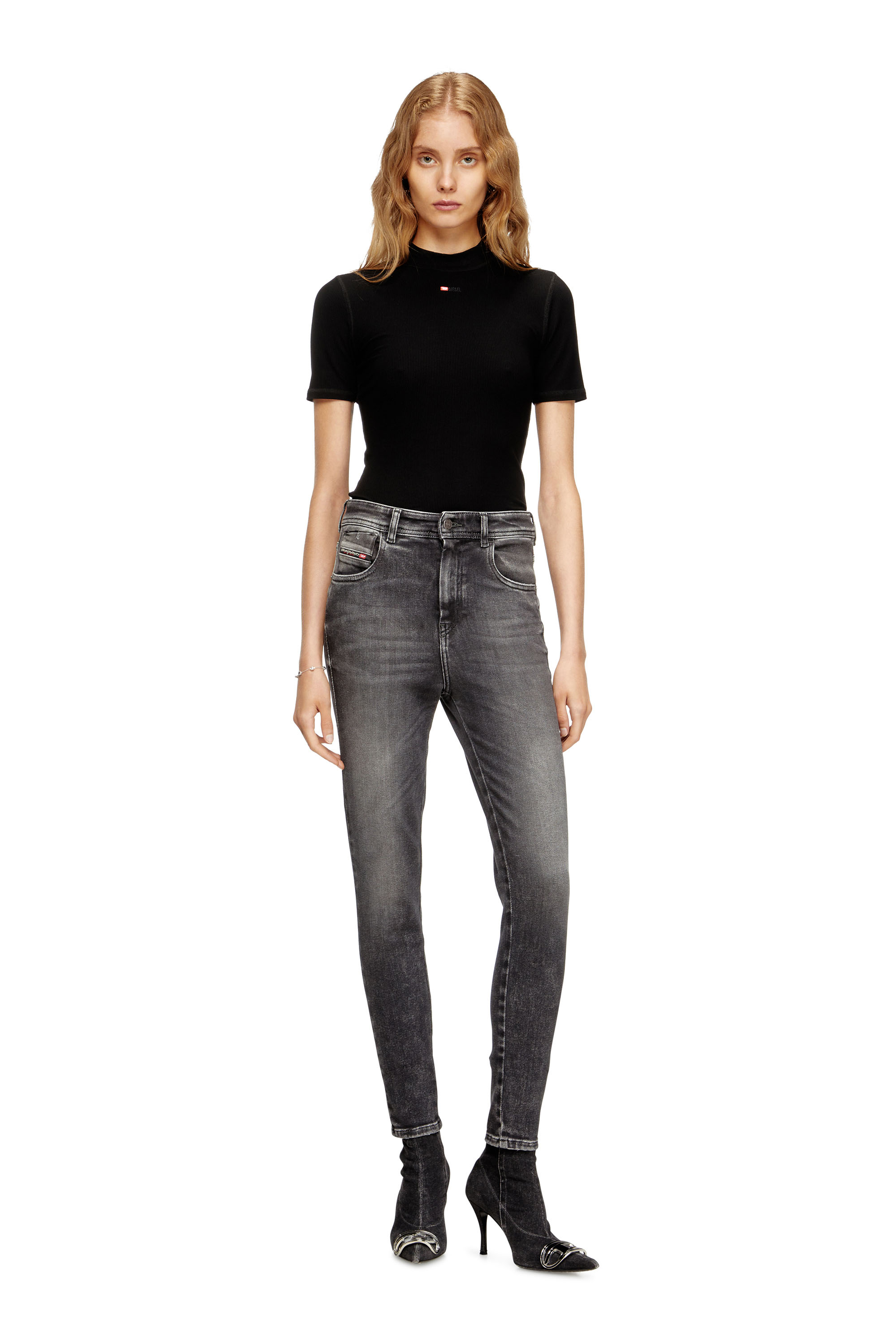 Diesel - Skinny Jeans 1984 Slandy-High 09L93 Donna, Nero/Grigio scuro - Image 1