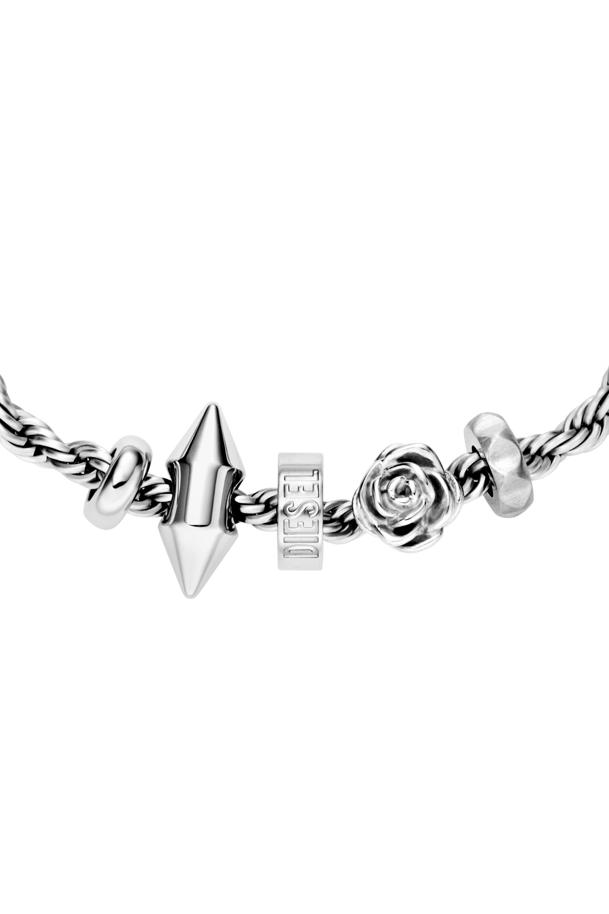 Diesel - DX1622040 JEWELLERY, Bracciale con ciondoli in acciaio Unisex in Argento - 4