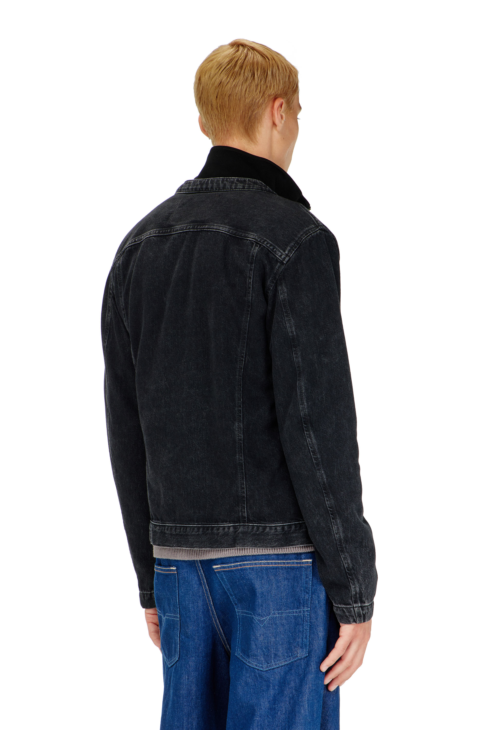 Diesel - D-GLORY, Giacca da motociclista in denim lavaggio clean Uomo in Nero - 4