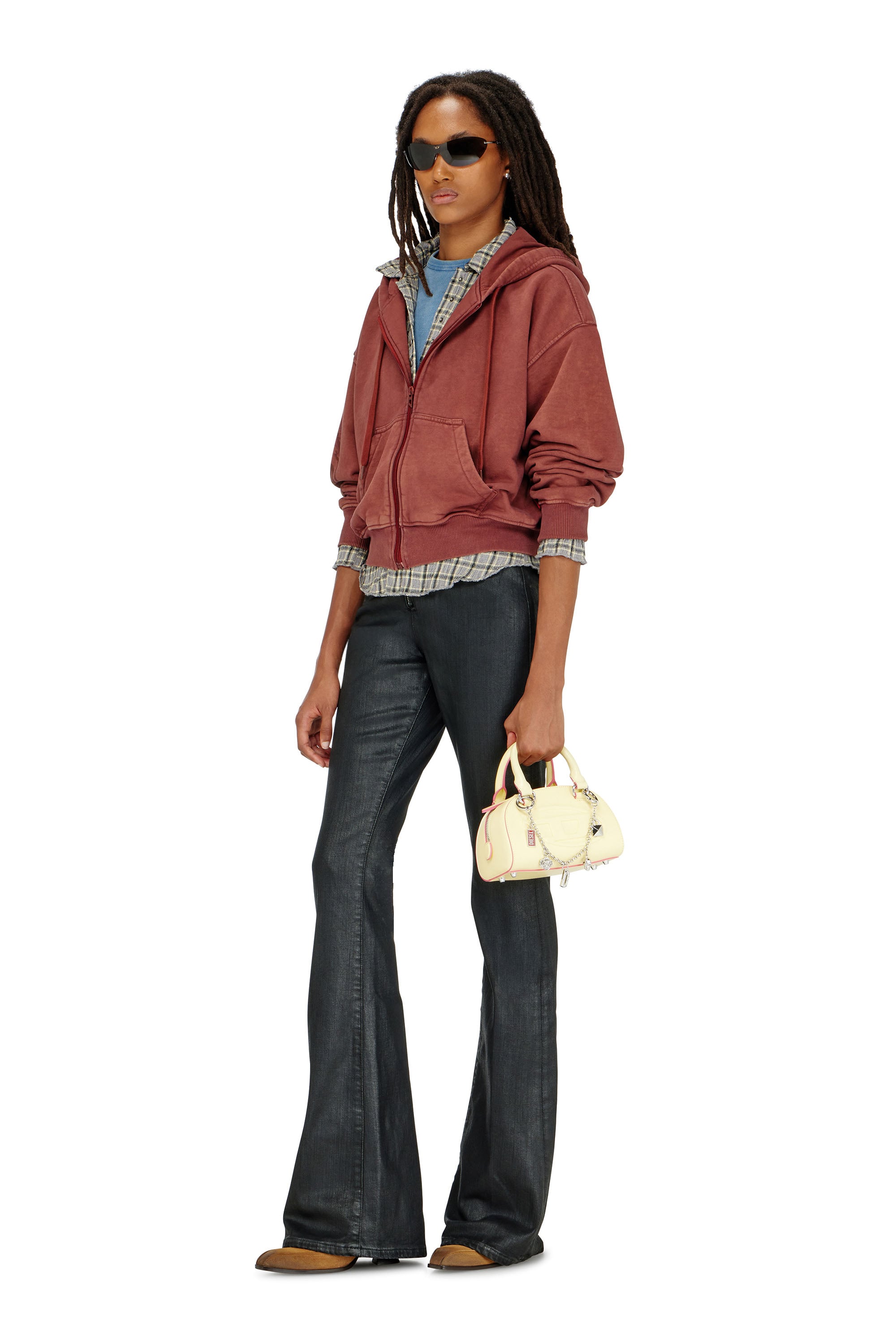 Diesel - F-ELYCY, Felpa con zip e logo floreale effetto puff Donna in ToBeDefined - 2