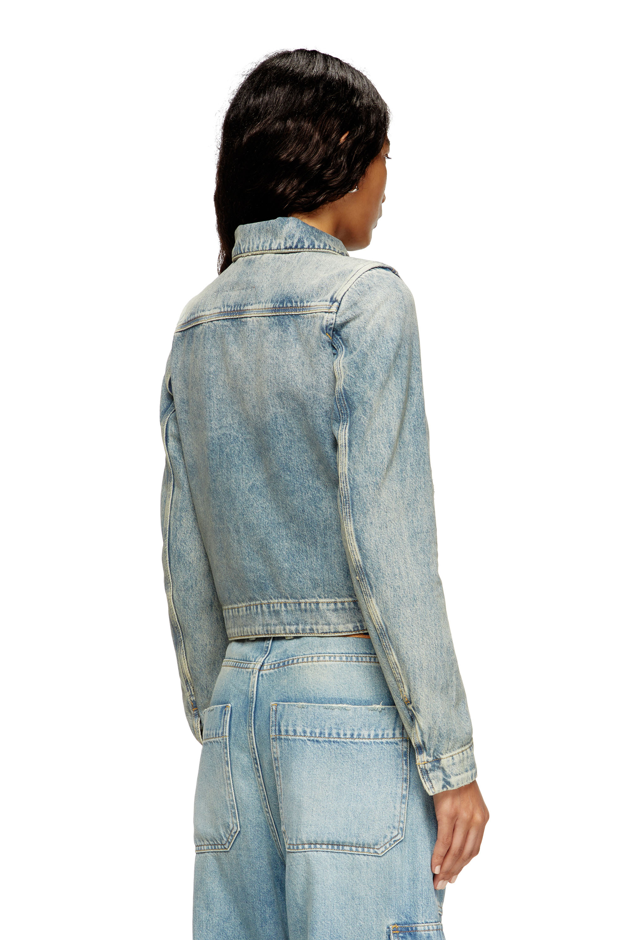 Diesel - DE-CORB, Giacca in denim Tencel fluido effetto dirt Donna in Blu - 4