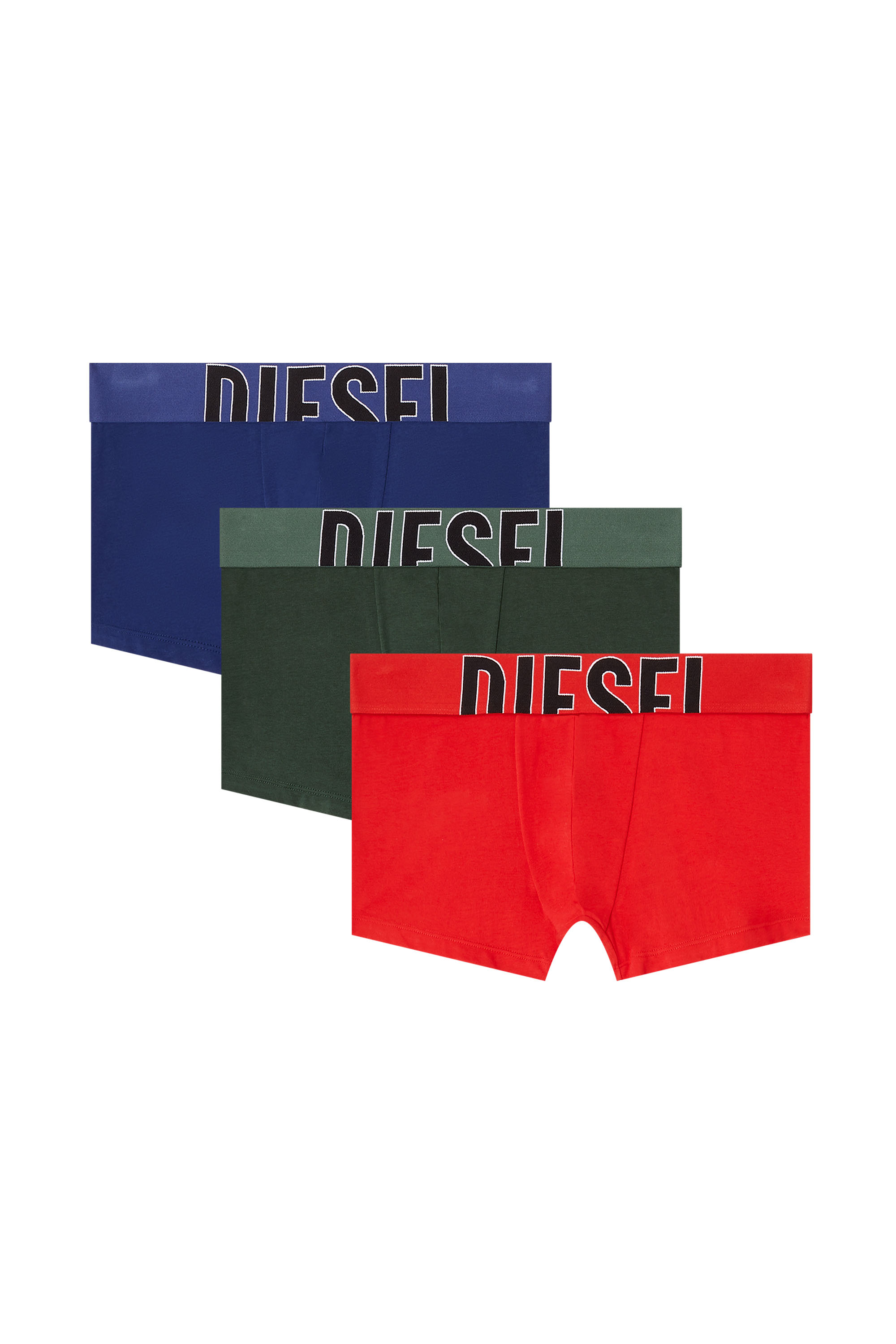 Diesel - DAMIEN-D-POP-3PACK-55, Confezione da tre boxer in cotone elasticizzato con logo tagliato Uomo in Verde - 1