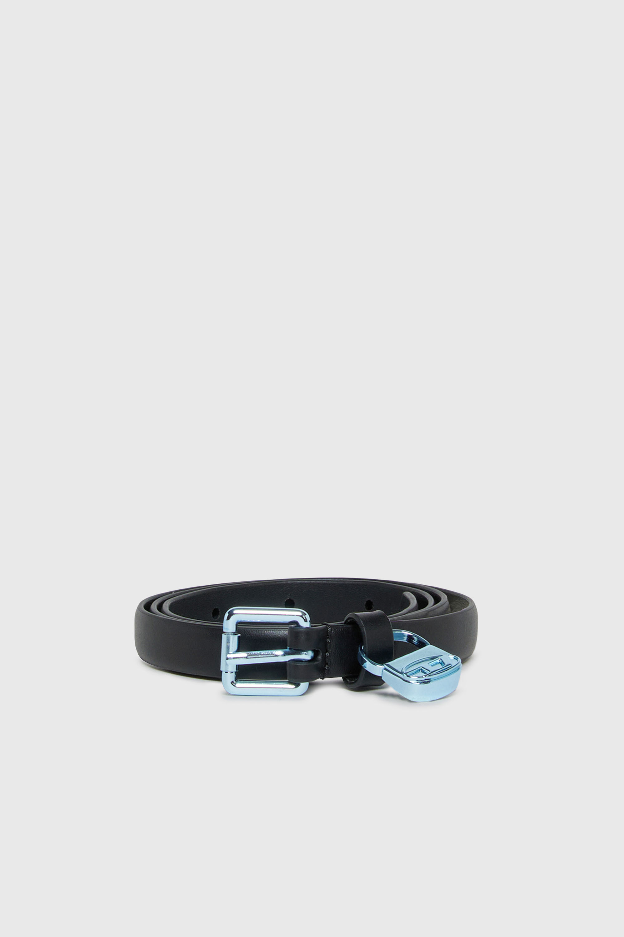 Diesel - BCHARMY, 1,5 cm cintura in pelle con fibbia metallica e charm Donna in Nero - 1