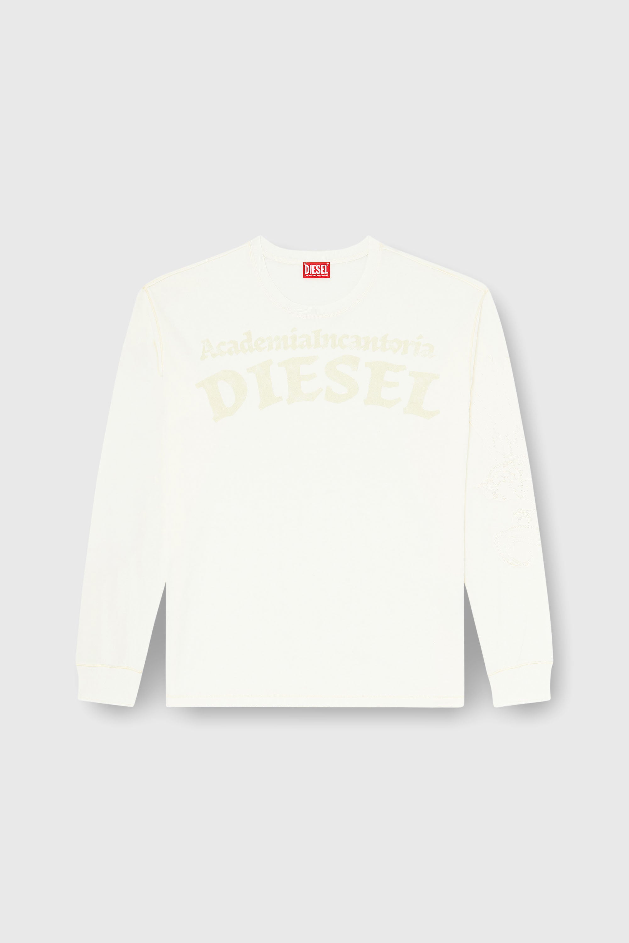 Diesel - T-NORM-LS-AA3, T-shirt a manica lunga con stampe e patch Uomo in Bianco - 2