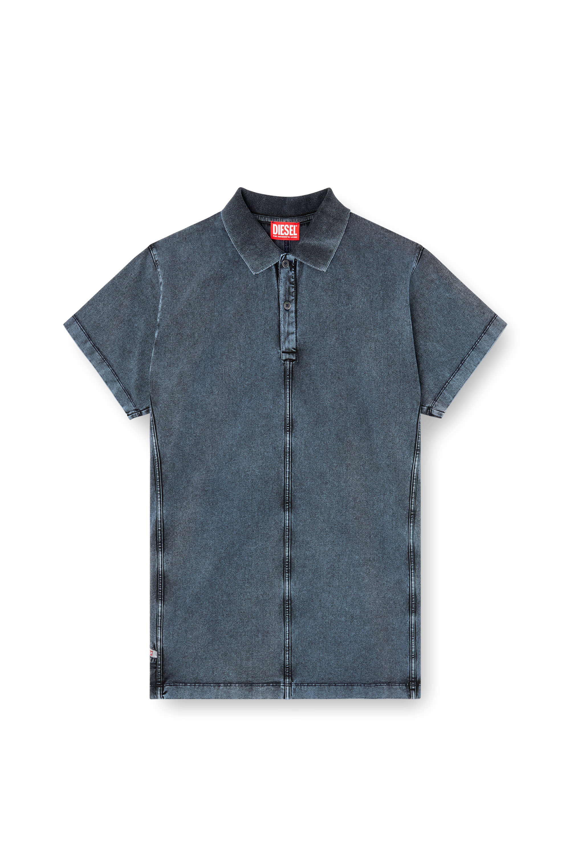 Diesel - T-NOMELY, Polo in jersey effetto denim Uomo in Blu - 4