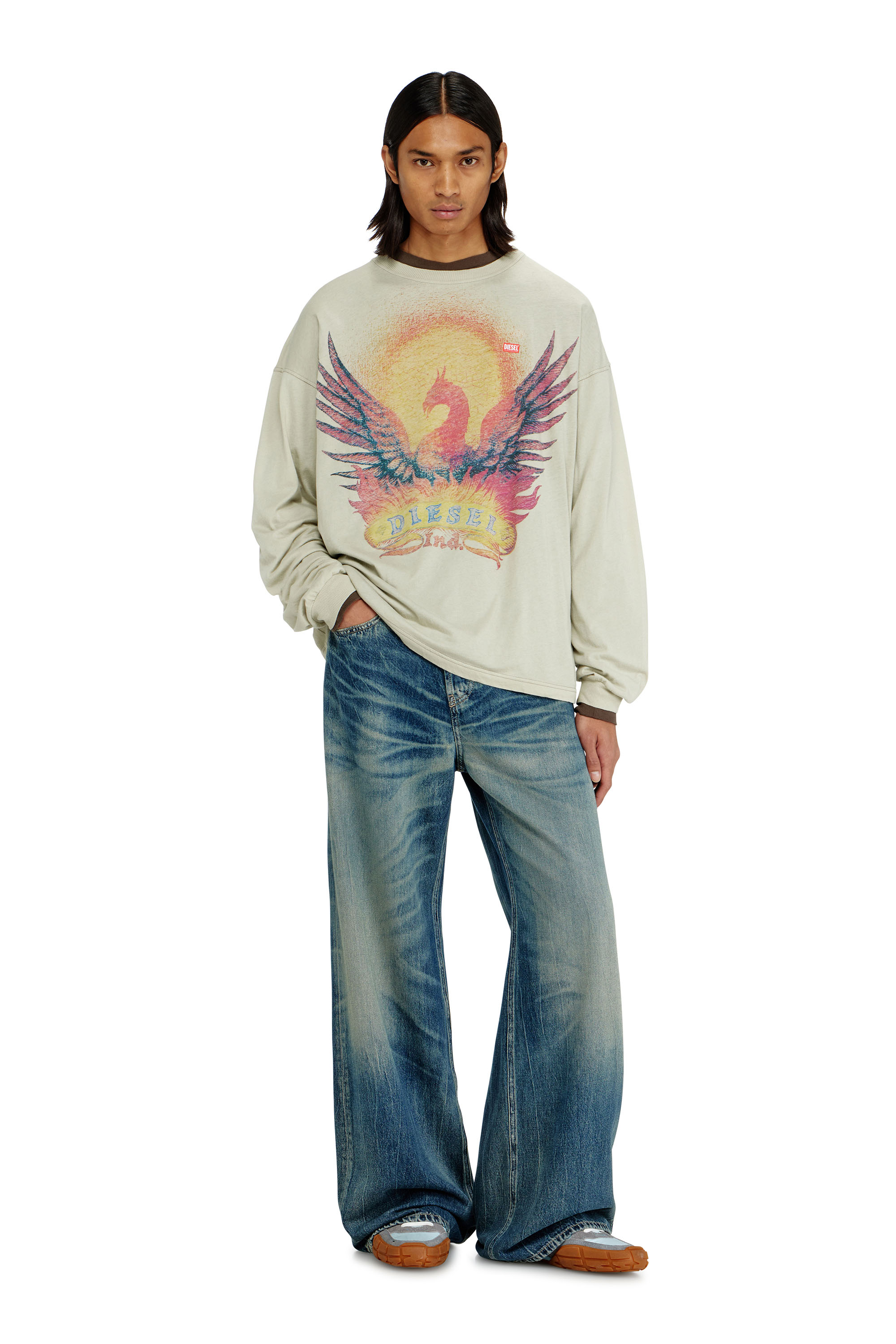 Diesel - T-BOXT-LS-AA1, T-shirt a manica lunga con grafica Phoenix Uomo in Beige - 2