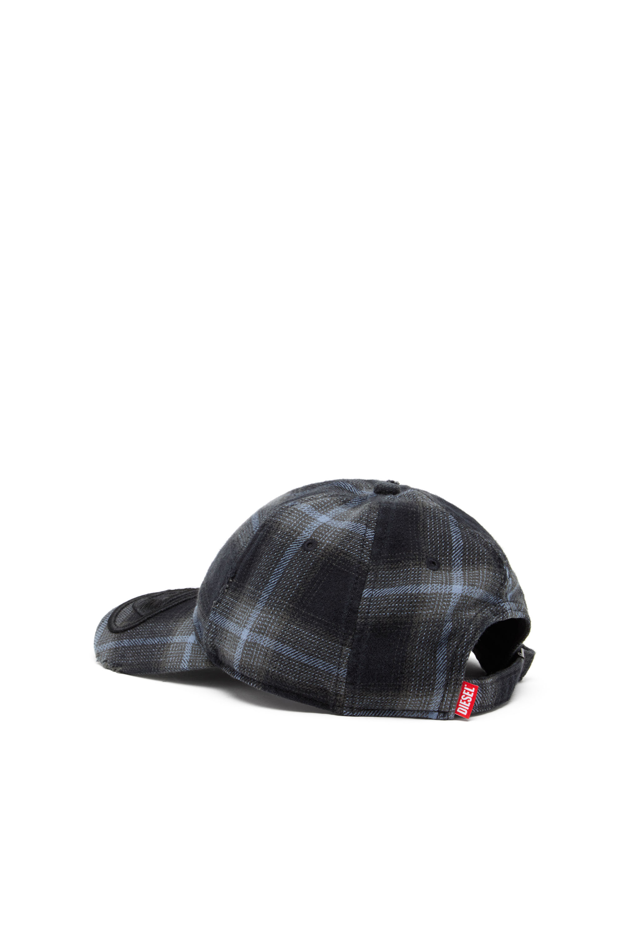 Diesel - C-HARLES, Man's Cotton check baseball cap in Black/Blue - 2