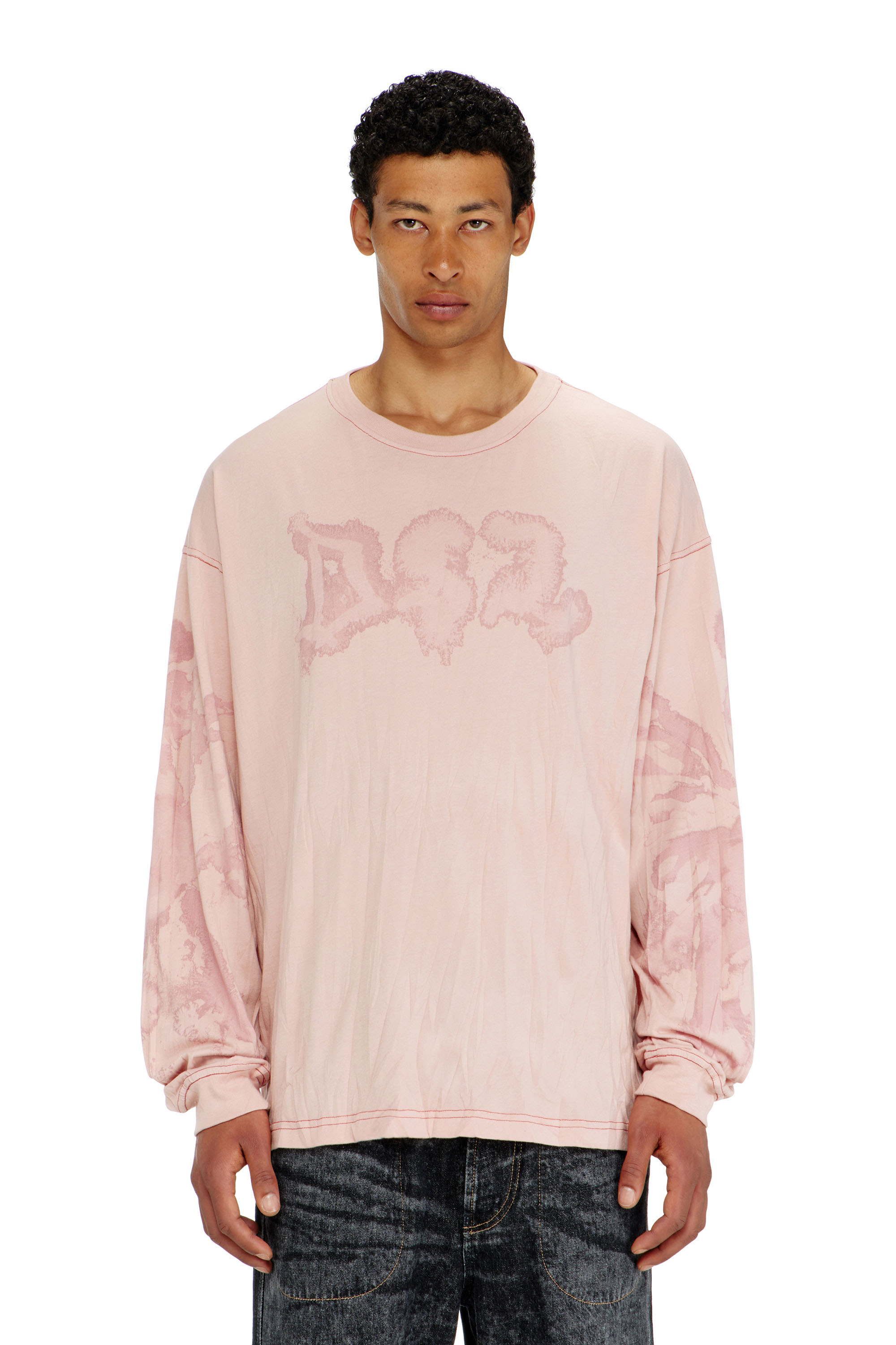 Diesel - T-BOXT-LS-AA4, T-shirt relaxed a manica lunga con stampa macchiata Uomo in ToBeDefined - 2