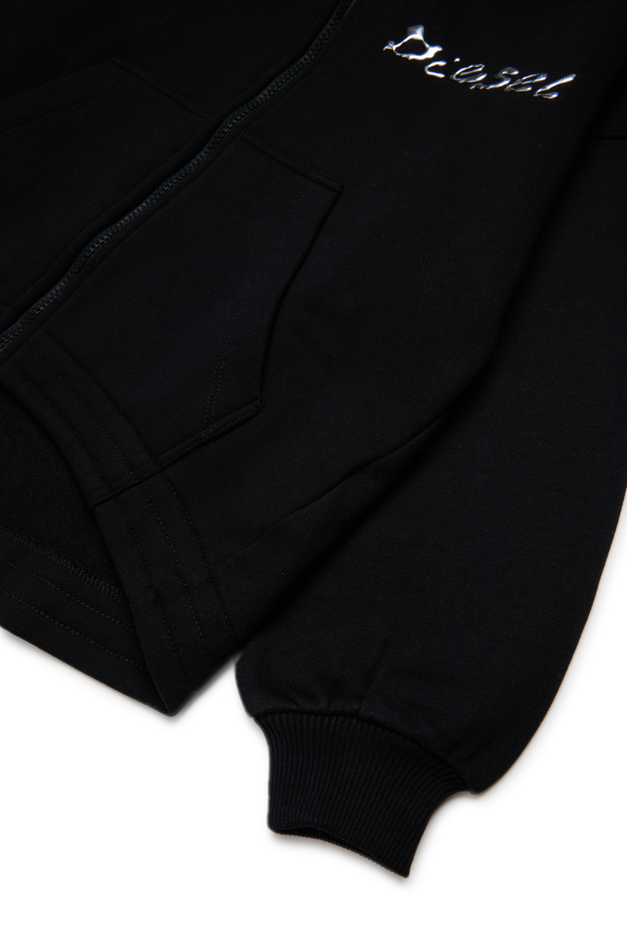 Diesel - STRISTANA, Hoodie in cotone con zip Donna in Nero - 4