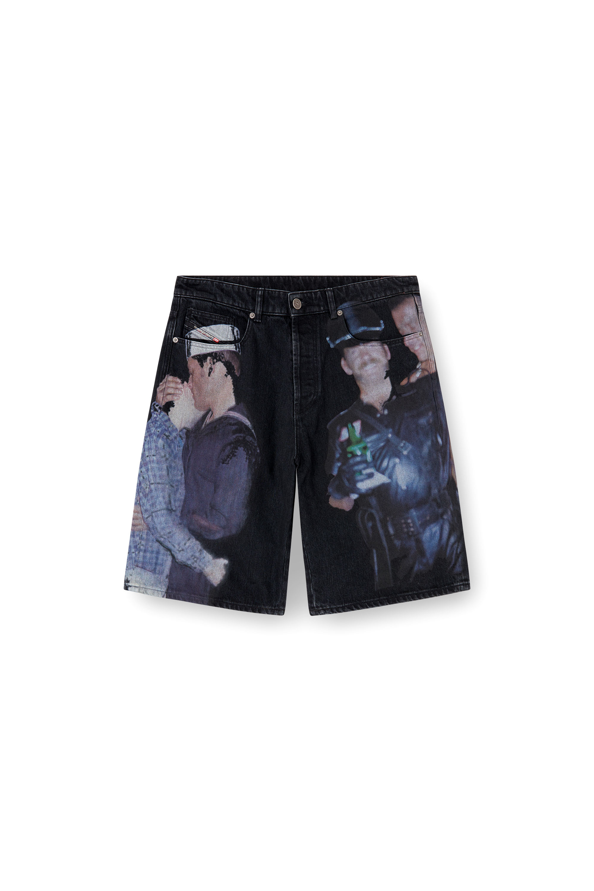 Diesel - PR-D-RIXFORD-S, Short in denim con stampa multicolor Unisex in Nero - 4
