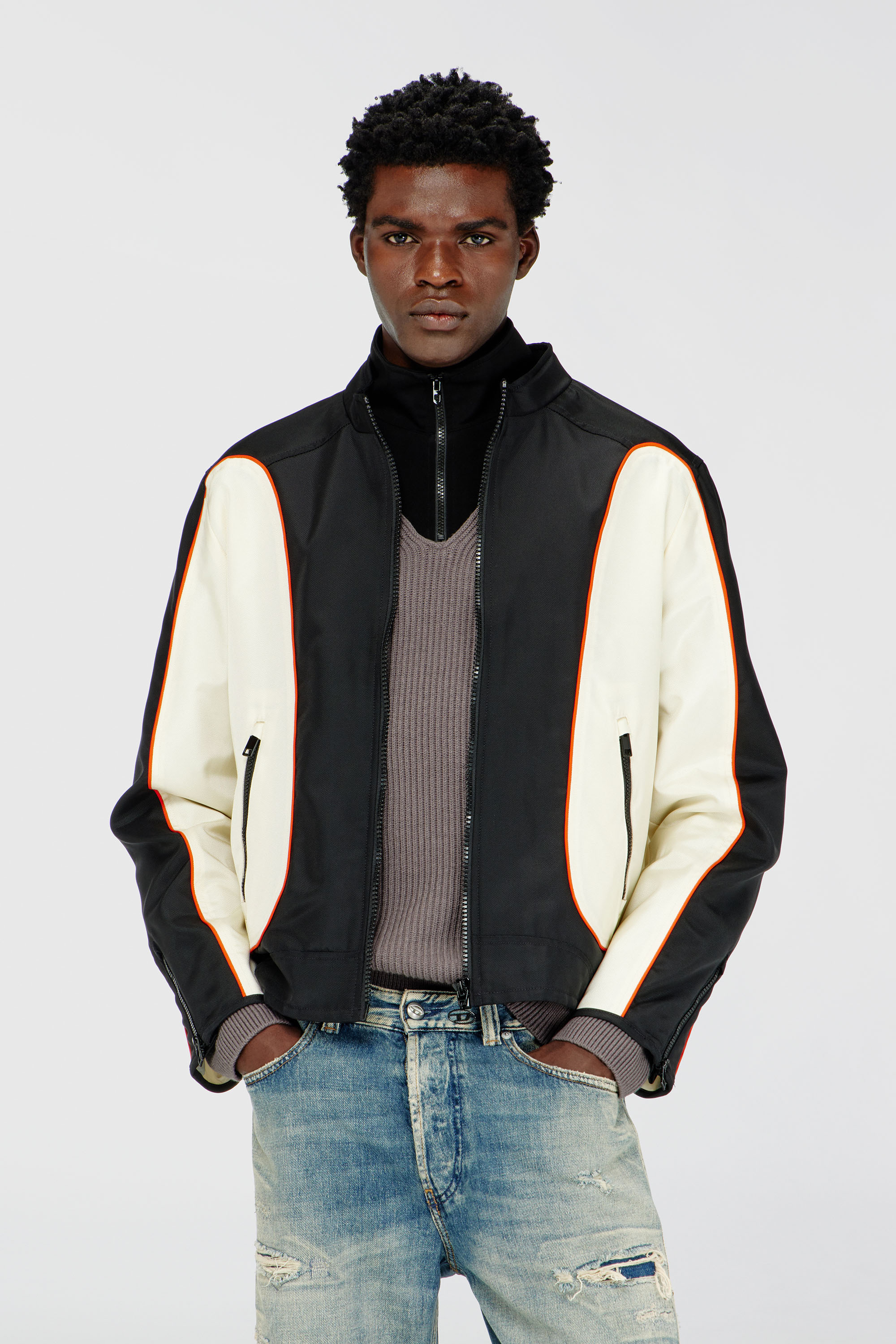 Diesel - J-BLINK-WRD, Giacca in nylon con color block e dettagli a profilo Uomo in Multicolor - 1