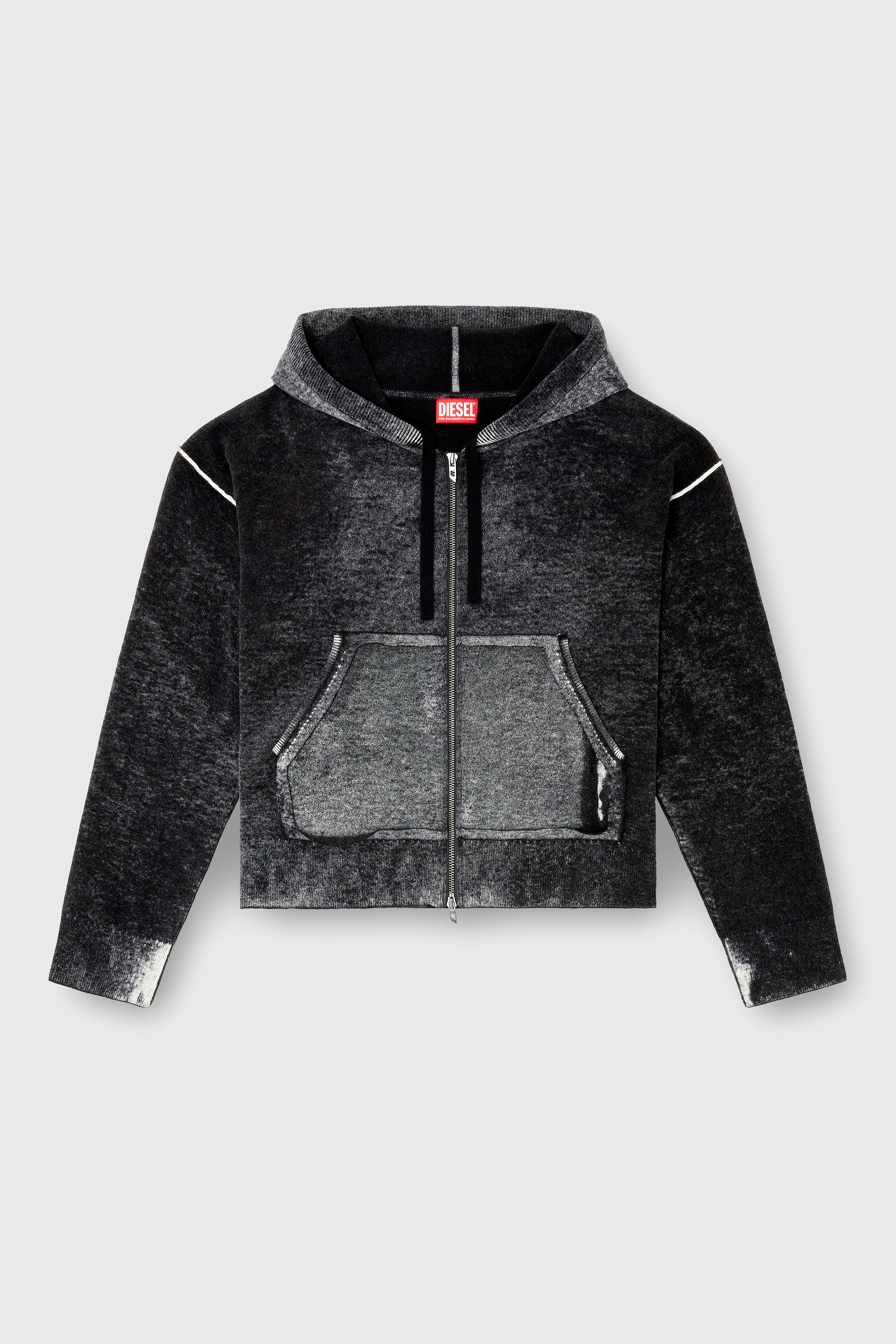 Diesel - M-HERMINE, Cardigan con cappuccio in lana con stampa interna Donna in Multicolor - 2
