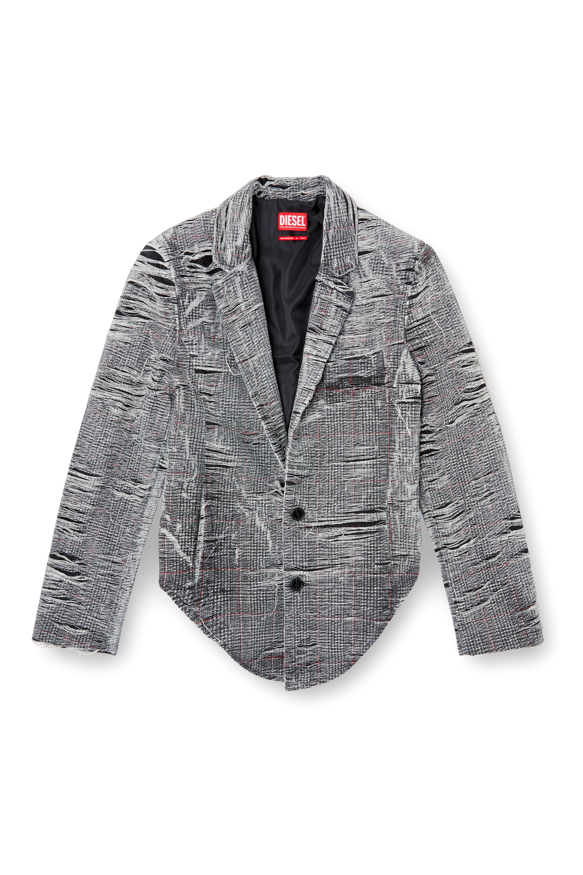 Diesel - DE-PHONIX-FSG, Blazer in denim distressed Principe di Galles Donna in Grigio - 3