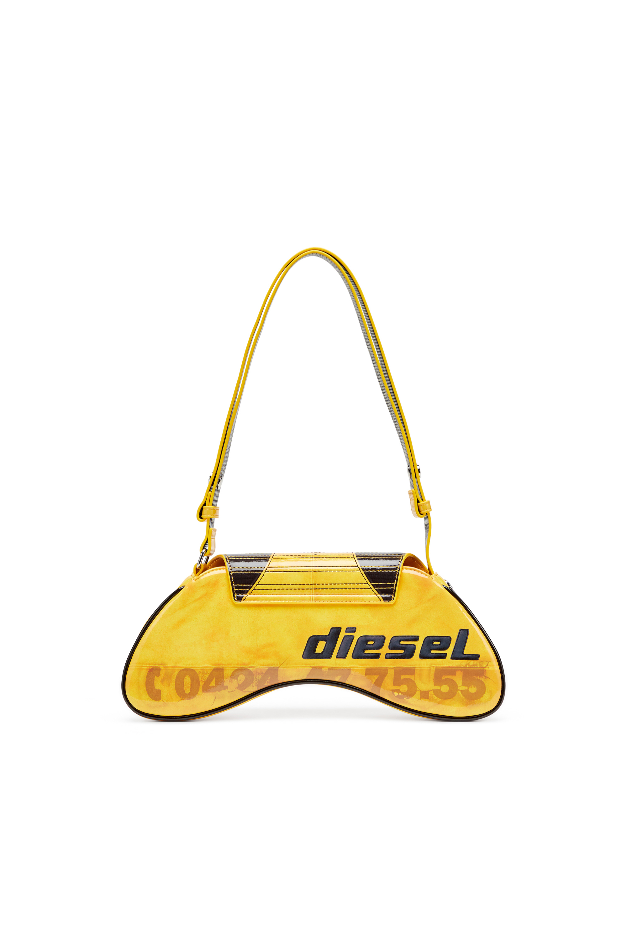 Diesel - PLAY CROSSBODY, Play-Borsa crossbody lucida con dettagli biker Donna in Giallo - 2