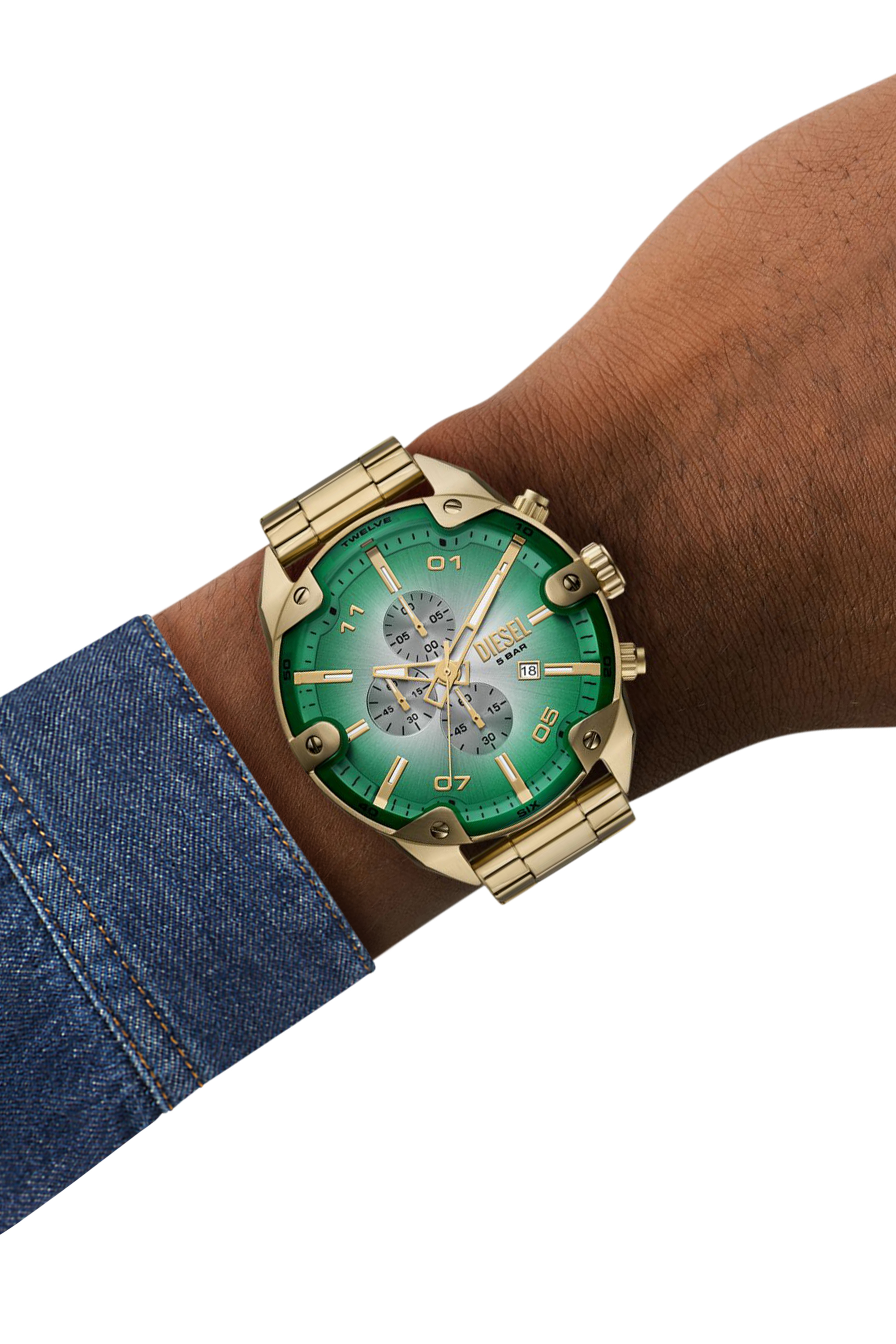 Diesel - DZ4685 WATCH, Orologio Spiked con cinturino in acciaio inossidabile Uomo in Oro - 4