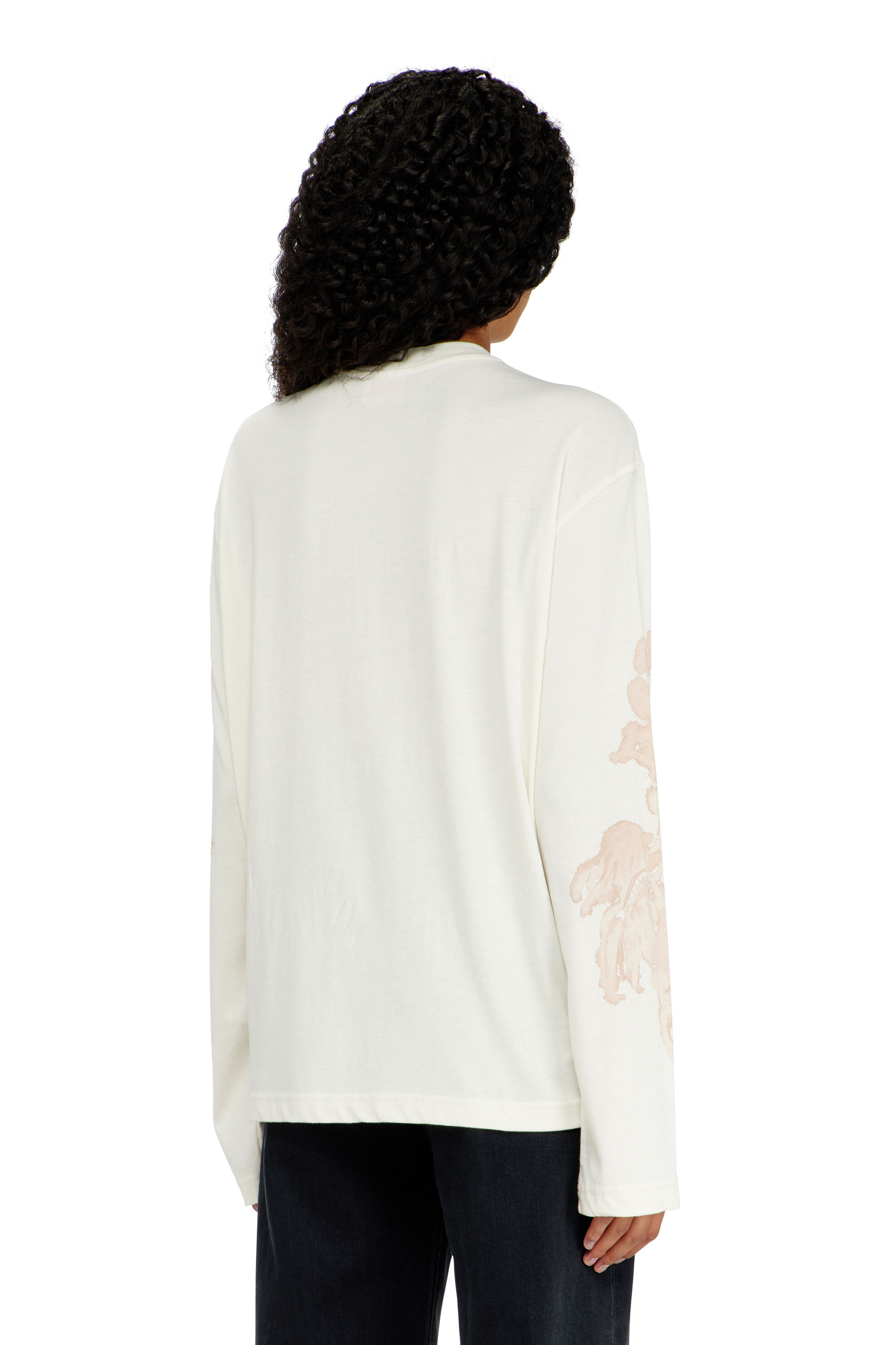 Diesel - T-HILARY-LS-AA1, T-shirt a manica lunga in cotone con stampa grafica Donna in Bianco - 4