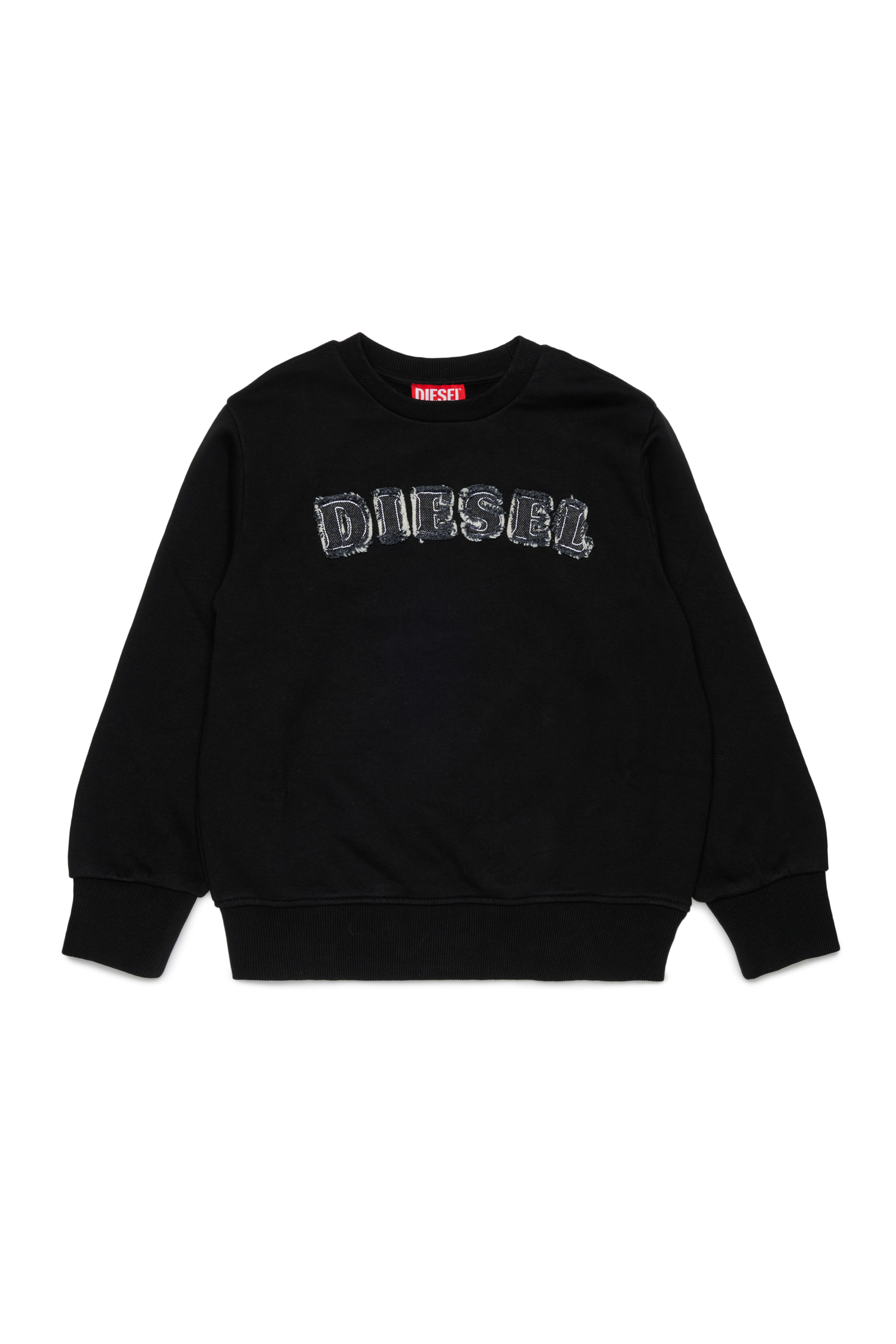 Diesel - SJEANS OVER, Felpa con lettere del logo sfrangiate Uomo in Nero - 1